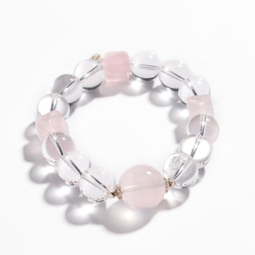 Rose Quartz & Clear Quartz Bracelet | Prism Heart - Designer Collection for Love & Awakening