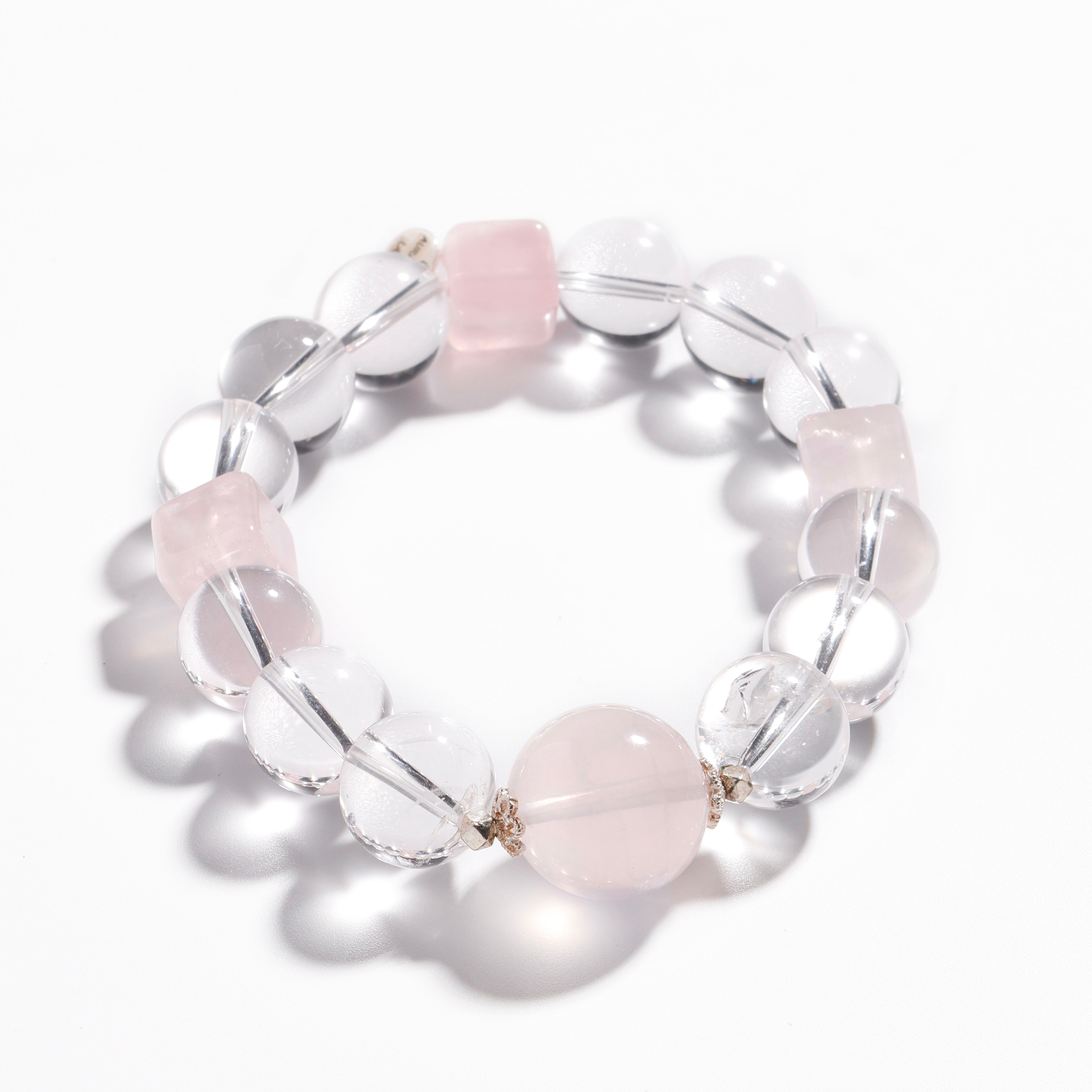 Rose Quartz & Clear Quartz Bracelet | Prism Heart - Designer Collection for Love & Awakening