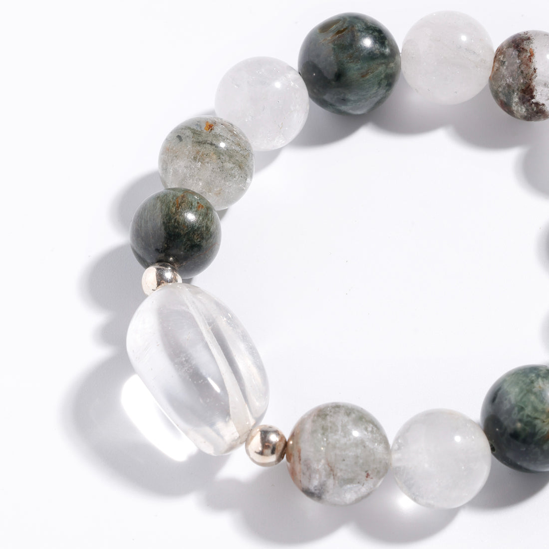 Green Phantom & White Phantom Quartz Bracelet | Verdant Vision - for Abundance & Manifestation