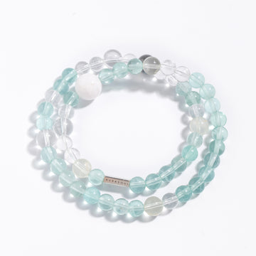 Green Fluorite & Clear Quartz Bracelet | Glacier Mist - for Clarity & Awakening