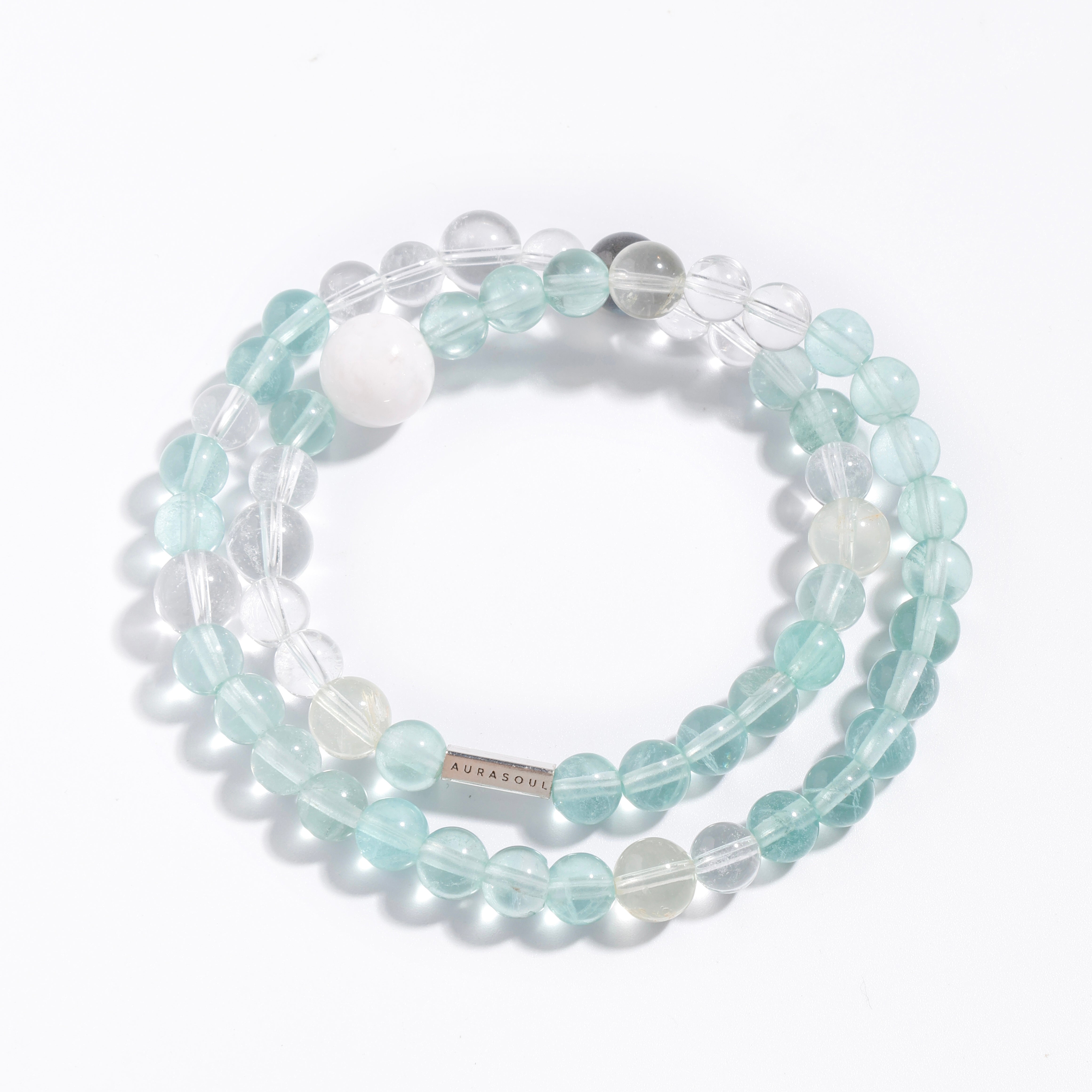 Green Fluorite & Clear Quartz Bracelet | Glacier Mist - for Clarity & Awakening