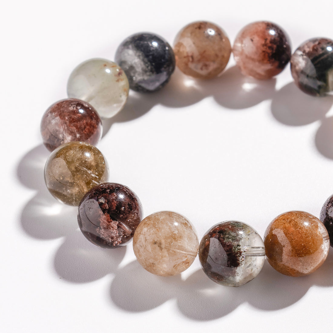 Pulsera de cuarzo fantasma de las cuatro estaciones | Hogar del fantasma - para la abundancia y el crecimiento - Pieza única