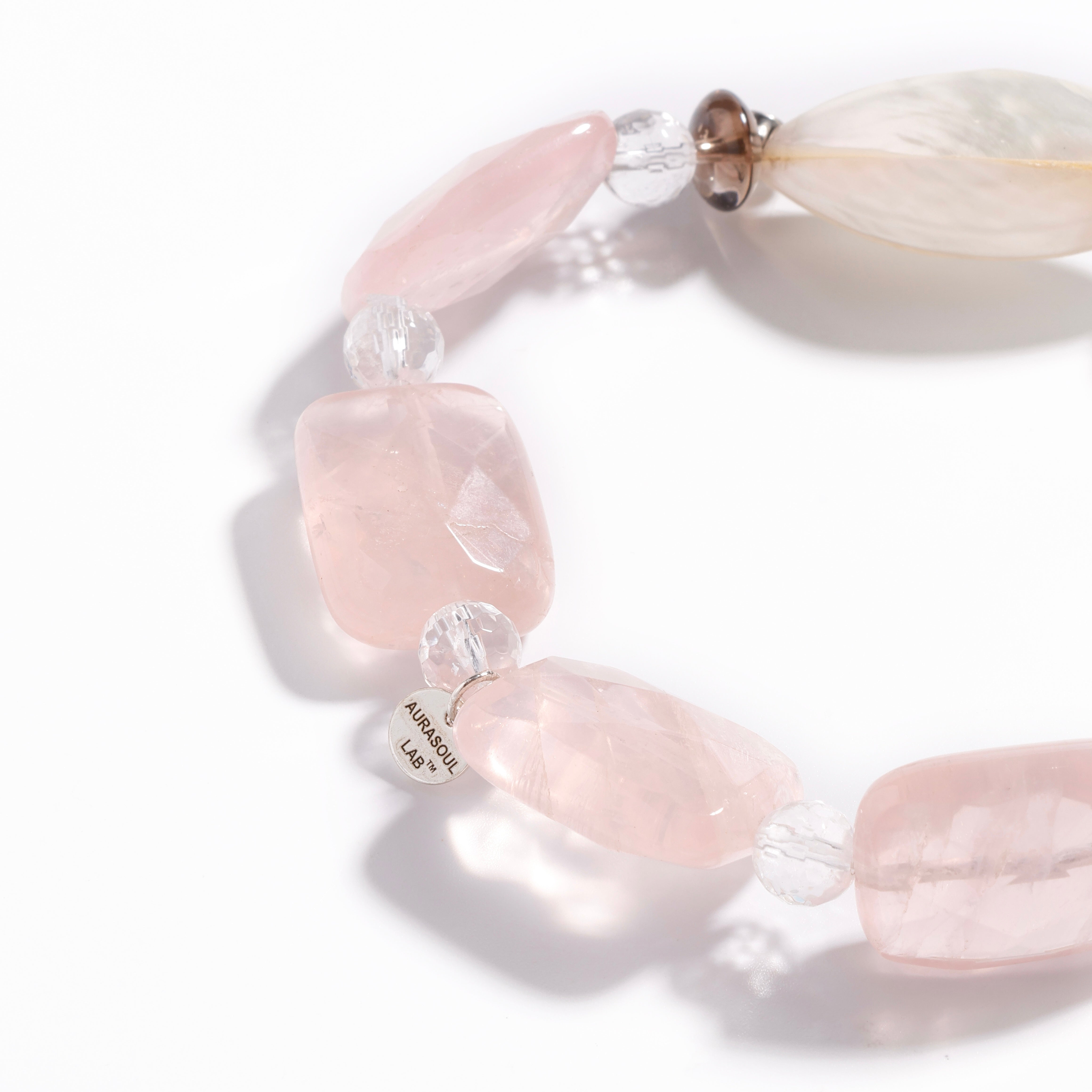 Rose Quartz & Shell Bracelet | Coastal Amulet - Designer Collection for Love & Peace