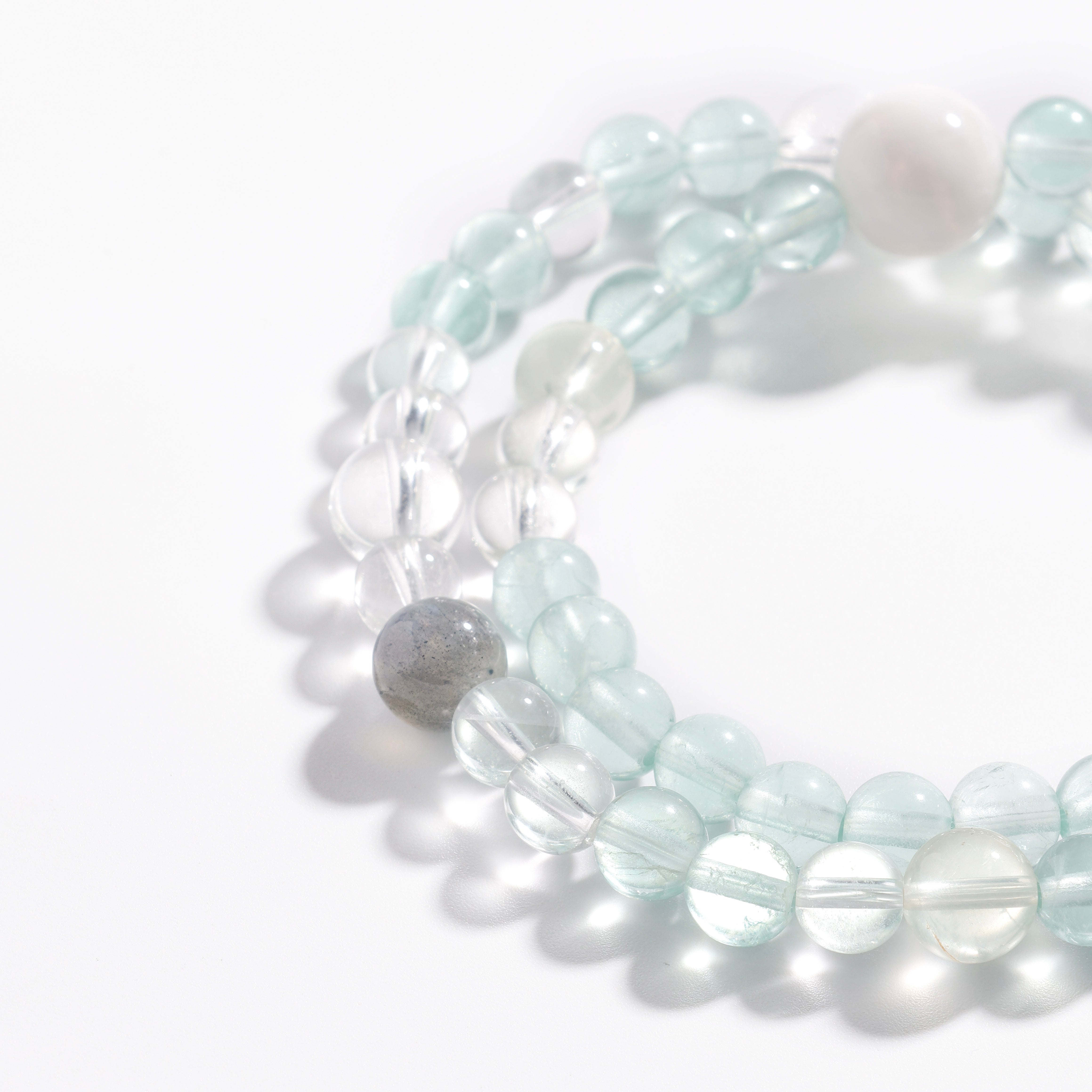 Green Fluorite & Clear Quartz Bracelet | Glacier Mist - for Clarity & Awakening