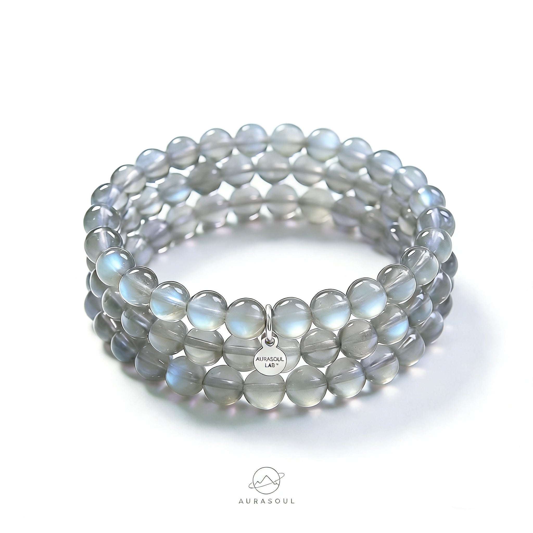 Gray Moonstone Triple/Double/Single Wrap Bracelet - for Healing & Creativity)