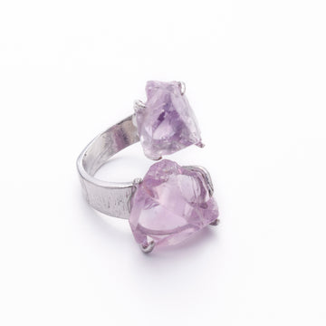 Dual Amethysts Ring | Echo Violet - for Healing & Calm