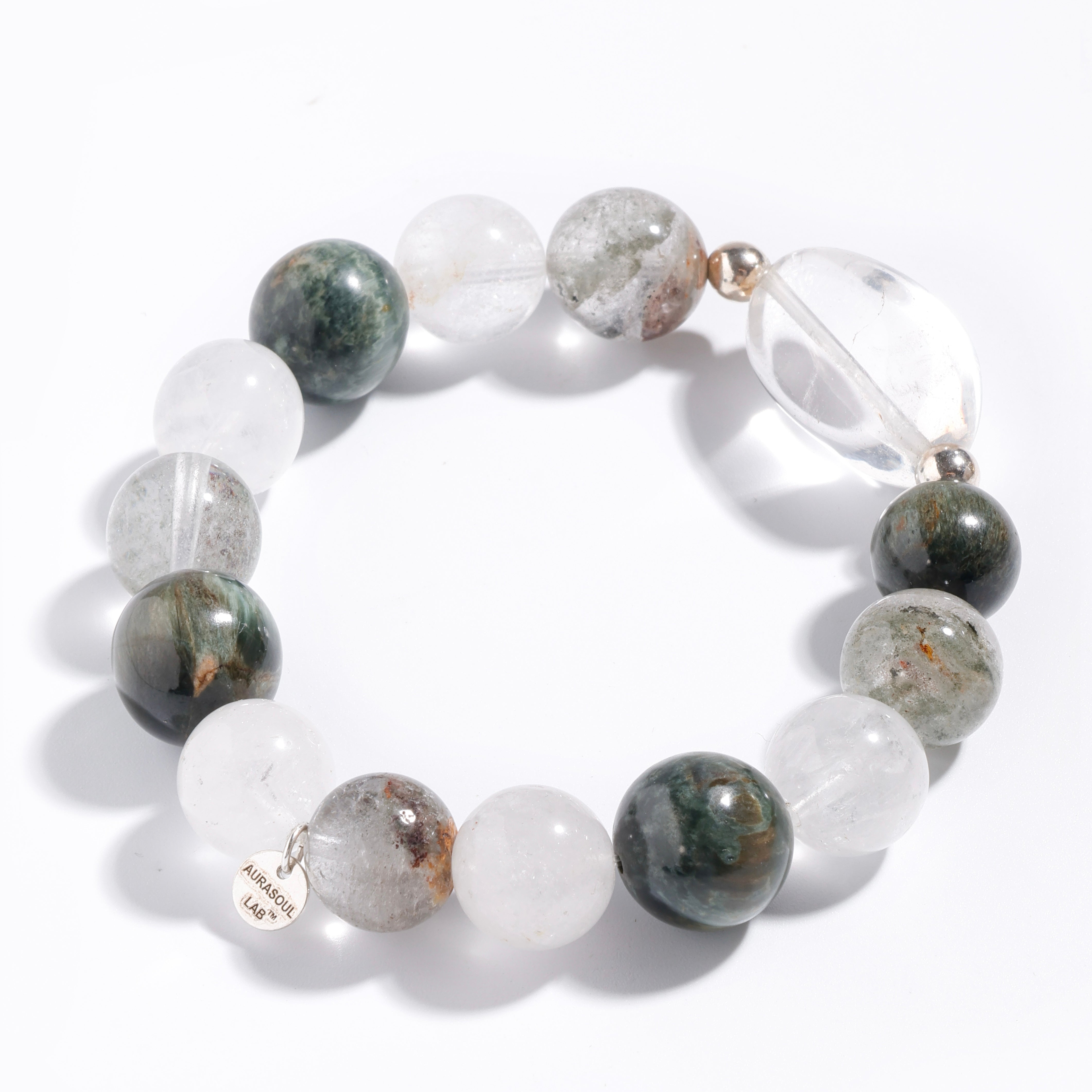 Green Phantom & White Phantom Quartz Bracelet | Verdant Vision - for Abundance & Manifestation