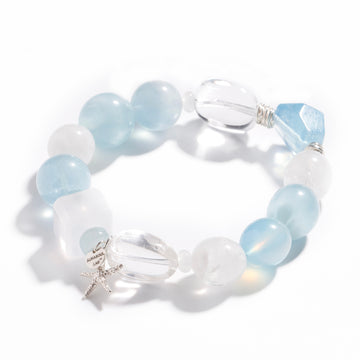 Aquamarine & White Phantom Quartz Bracelet | Aquamarine Glacier - Limited Edition for Healing & Creativity