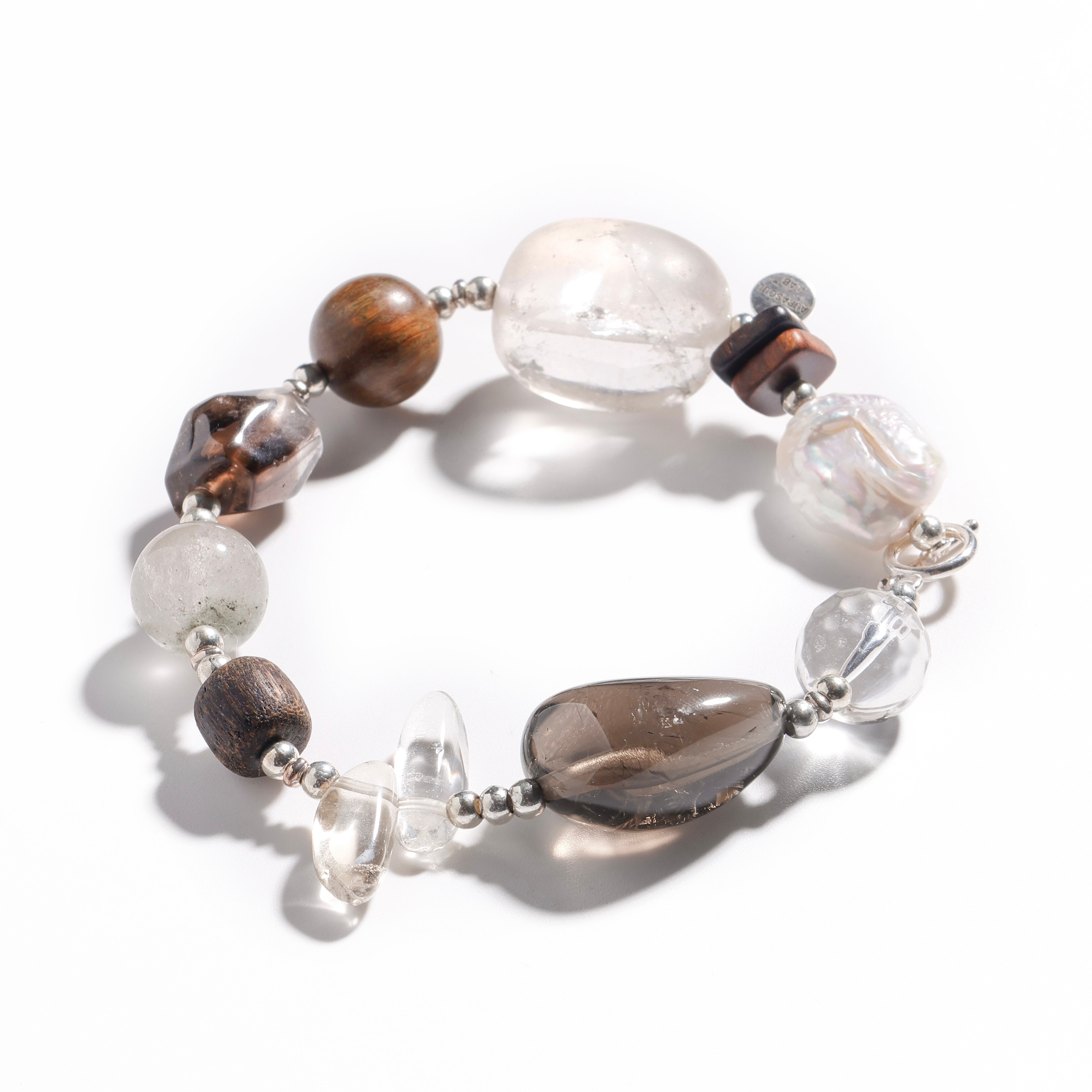 Baroque Pearl & Smoky Quartz Bracelet | Phantom Oasis - Designer Collection for Protection & Transformation