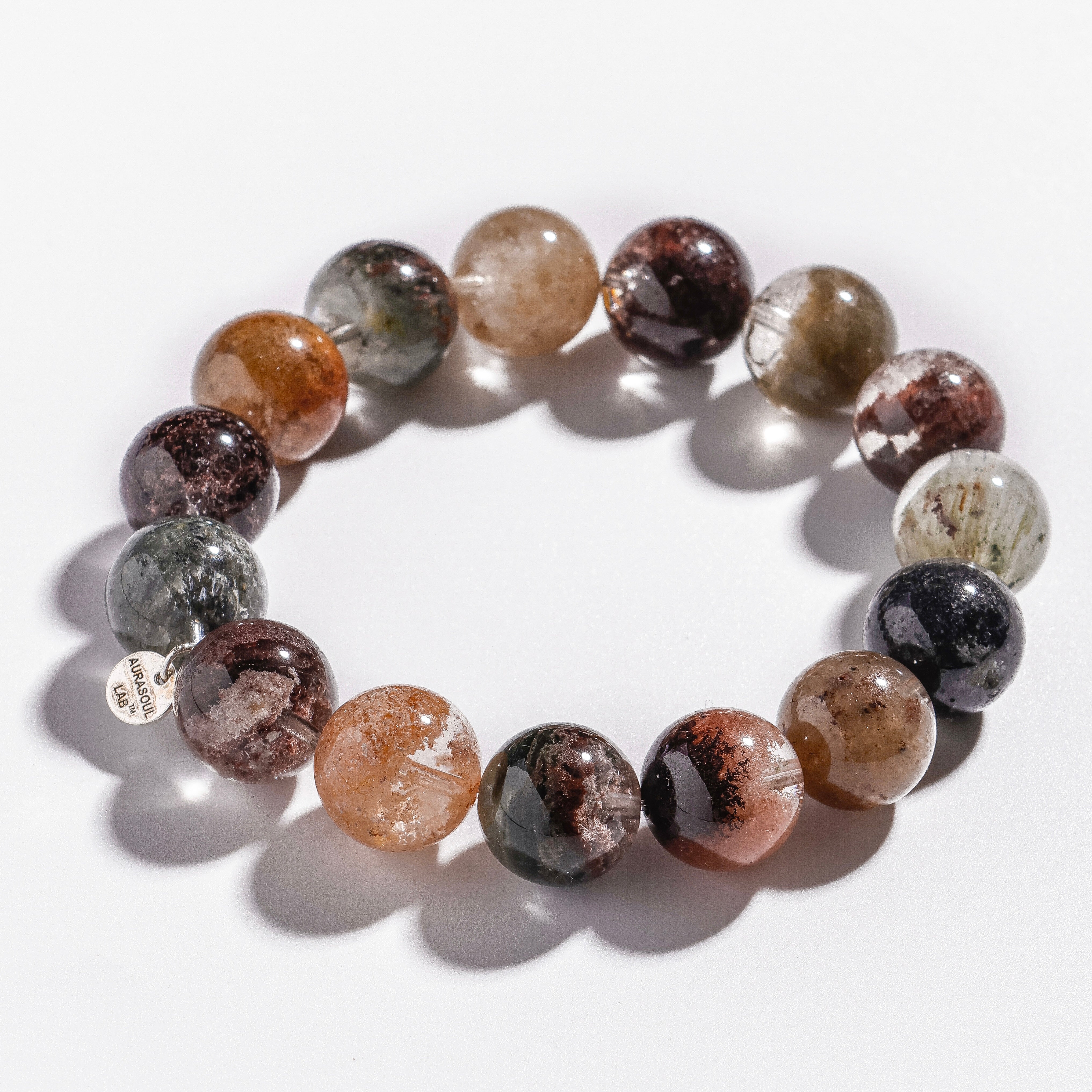 Pulsera de cuarzo fantasma de las cuatro estaciones | Hogar del fantasma - para la abundancia y el crecimiento - Pieza única