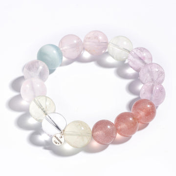 Pulsera de amatista, cuarzo rosa y citrino | Harmony Bloom - para la sanación, el amor y la abundancia
