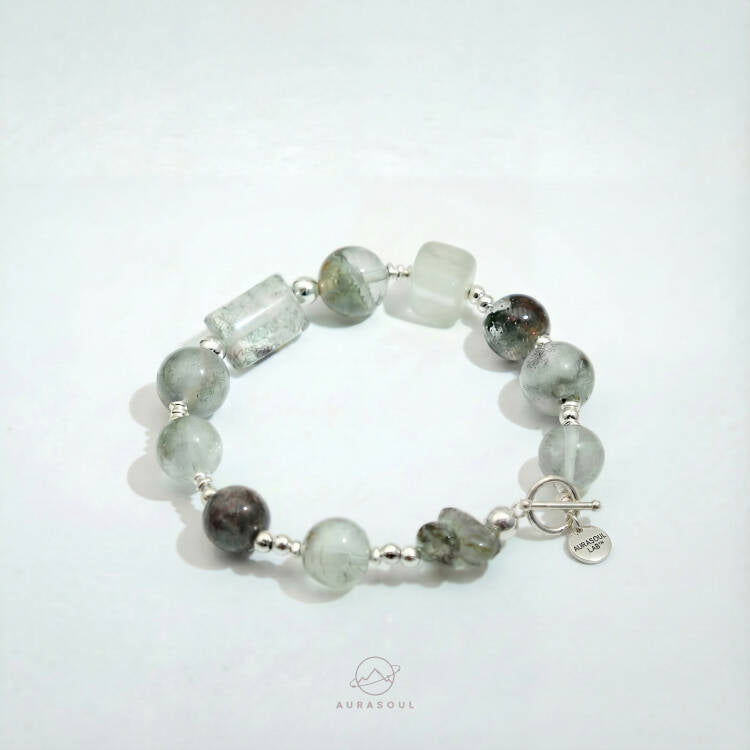 Green Fluorite & Green Phantom Quartz Bracelet | Manifestation Garden - Designer Collection for Abundance & Transformation