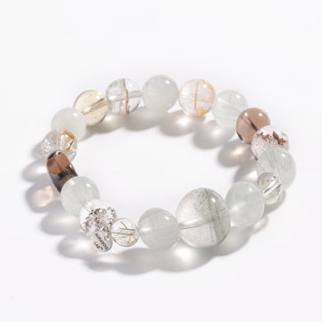 Phantom Quartz & Rutilated Quartz Bracelet | Peaceful Forest - Designer Collection for Cleansing & Peace