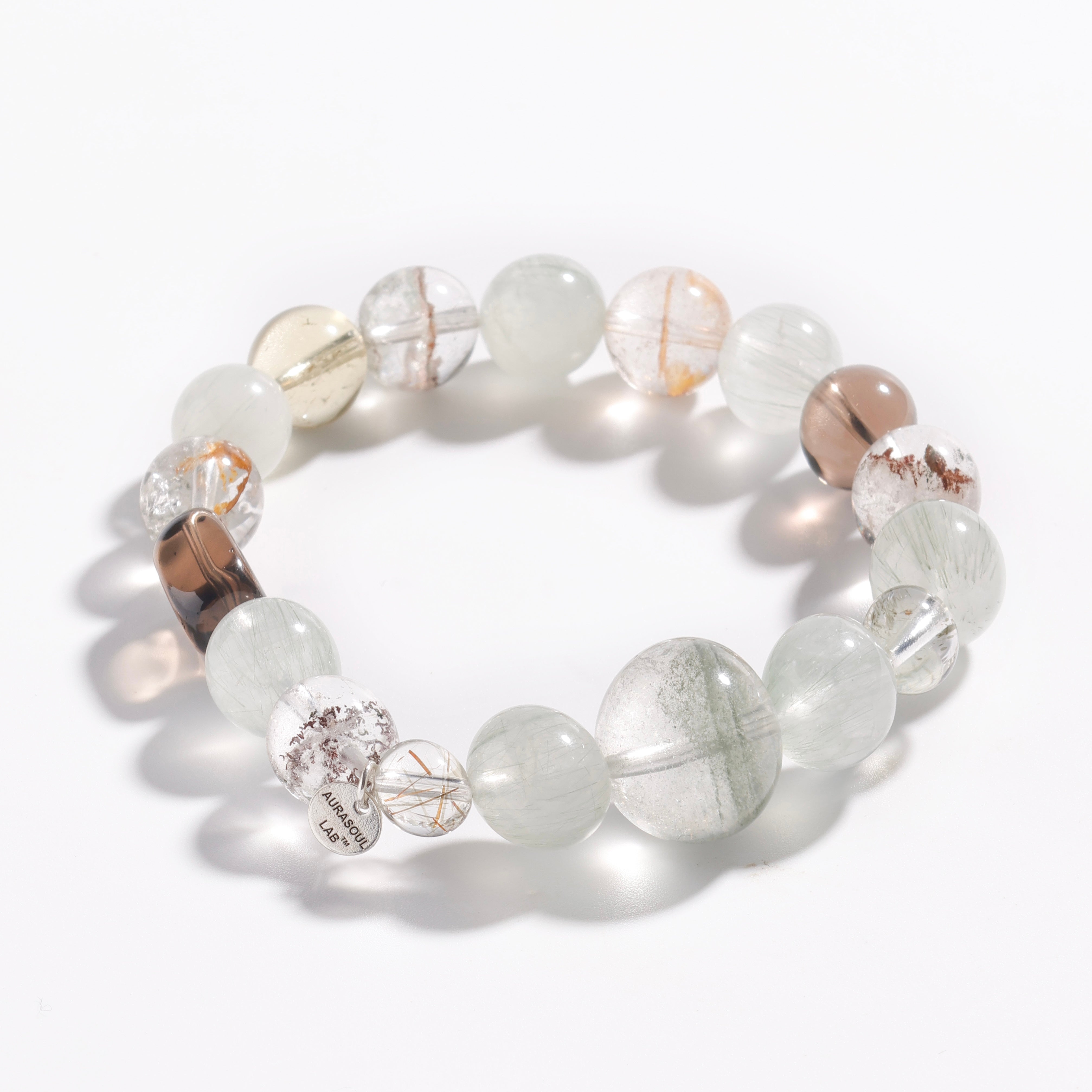 Phantom Quartz & Rutilated Quartz Bracelet | Peaceful Forest - Designer Collection for Cleansing & Peace
