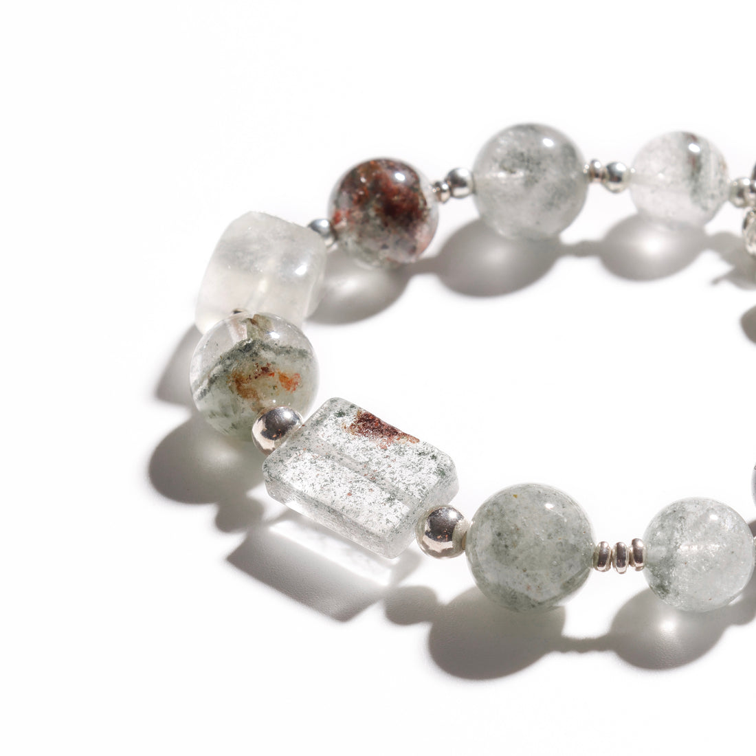 Pulsera de fluorita y cuarzo fantasma verde | Manifestation Garden - Colección de diseño para la abundancia y la transformación