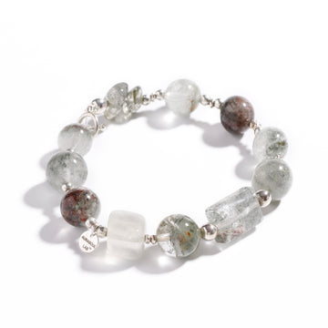 Pulsera de fluorita y cuarzo fantasma verde | Manifestation Garden - Colección de diseño para la abundancia y la transformación