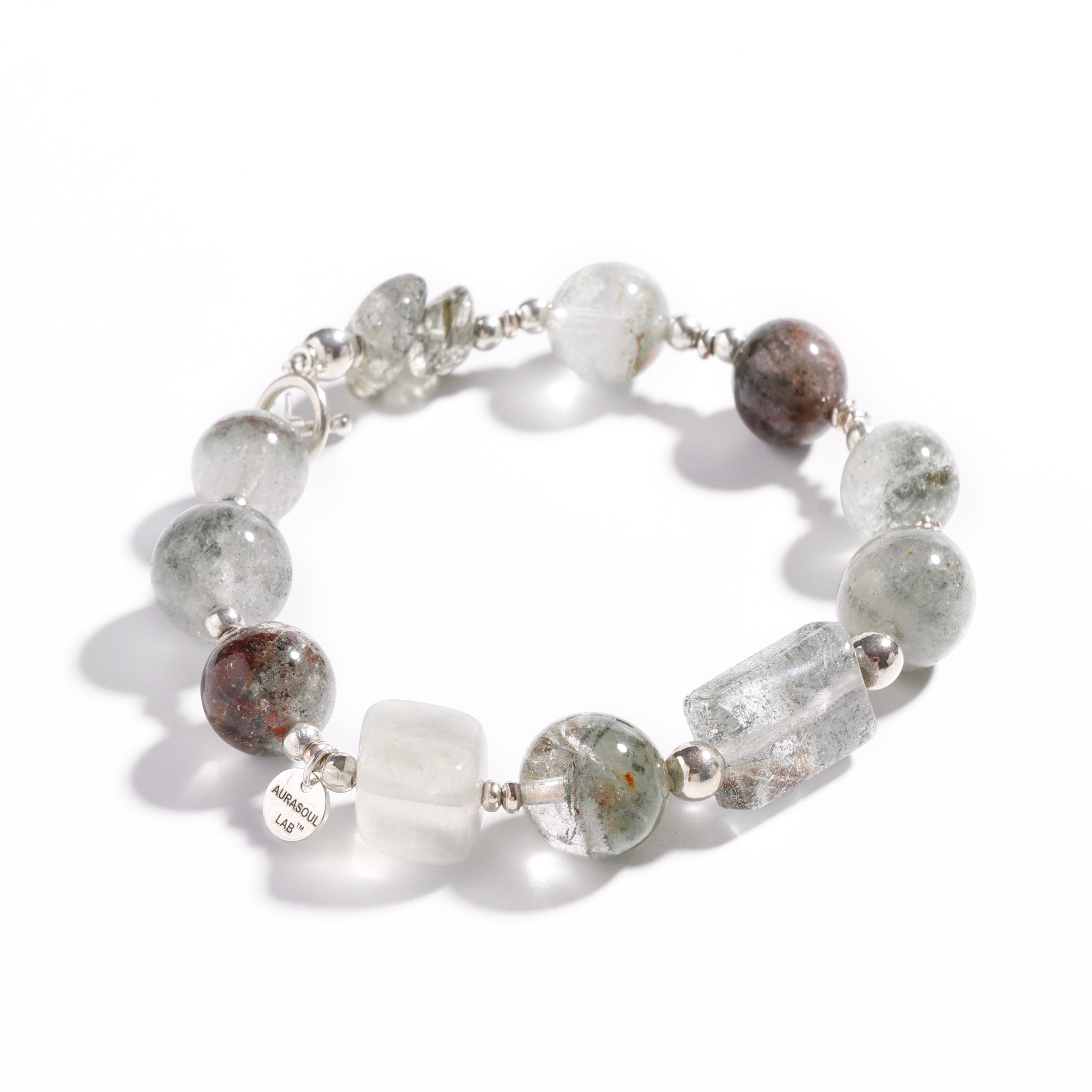 Pulsera de fluorita y cuarzo fantasma verde | Manifestation Garden - Colección de diseño para la abundancia y la transformación