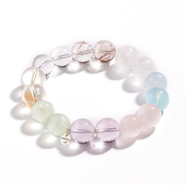 Pulsera de aguamarina, amatista boliviana y azeztulita | Alquimia Celestial - para la transformación y el despertar - Pieza única