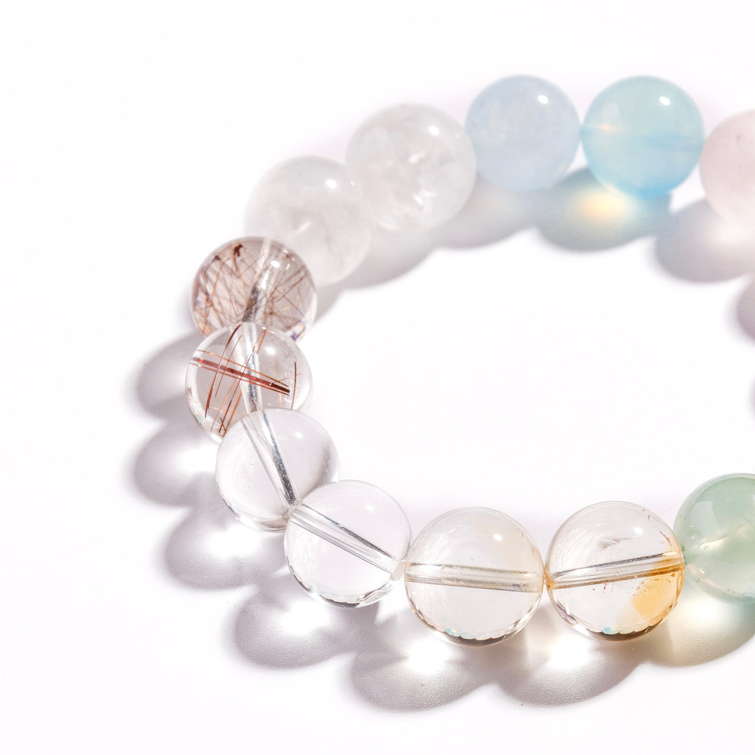 Pulsera de aguamarina, amatista boliviana y azeztulita | Alquimia Celestial - para la transformación y el despertar - Pieza única