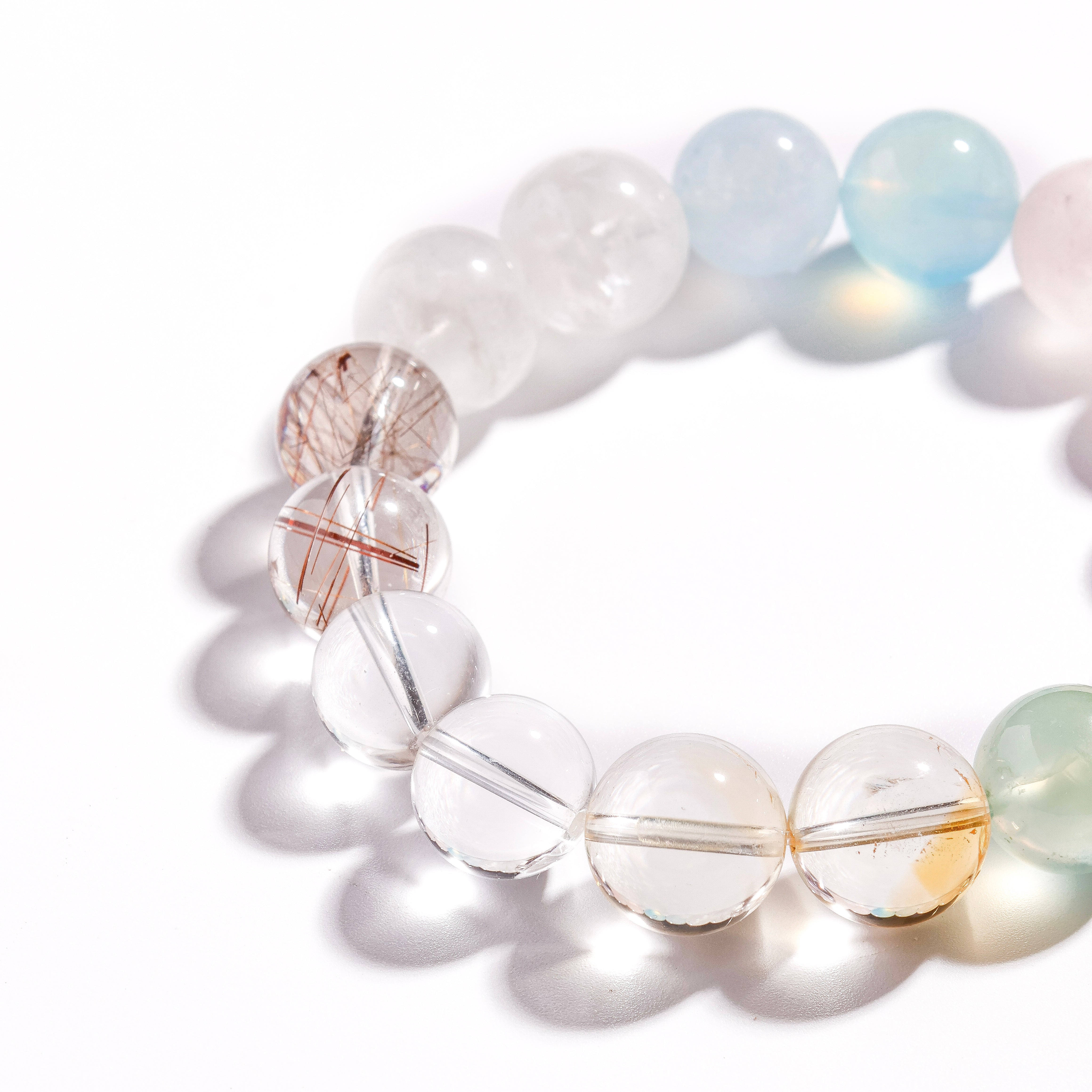 Pulsera de aguamarina, amatista boliviana y azeztulita | Alquimia Celestial - para la transformación y el despertar - Pieza única
