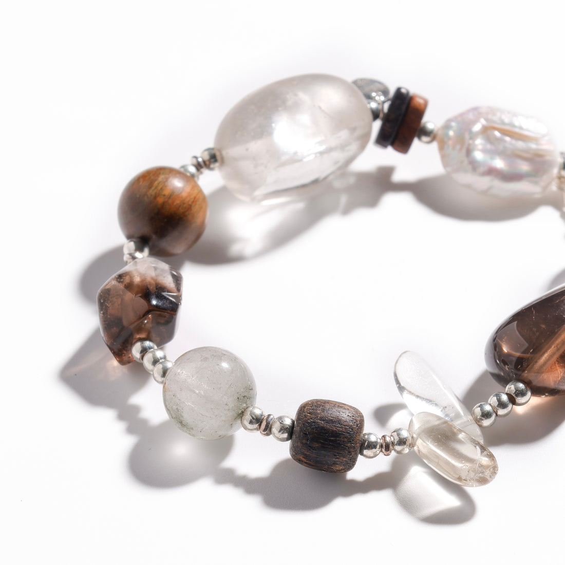 Baroque Pearl & Smoky Quartz Bracelet | Phantom Oasis - Designer Collection for Protection & Transformation