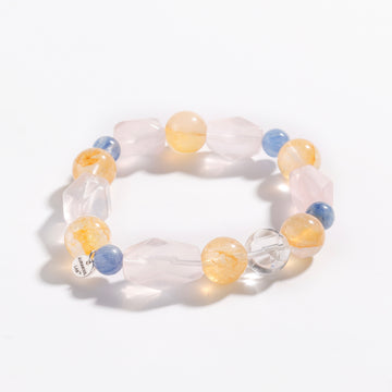 Rose Quartz & Yellow Hematoid Quartz Bracelet | Honey Blossom - Peace & Love