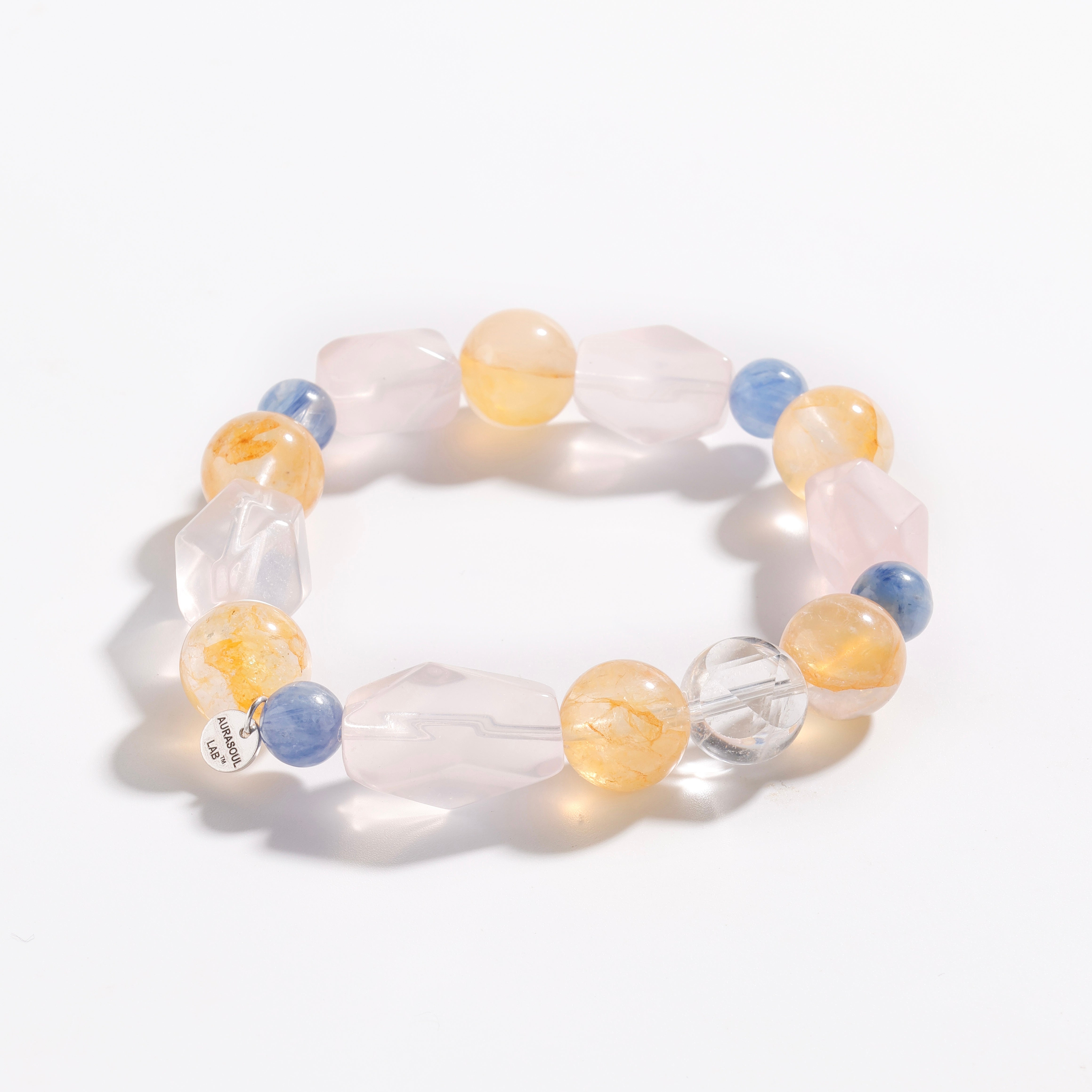 Rose Quartz & Yellow Hematoid Quartz Bracelet | Honey Blossom - Peace & Love