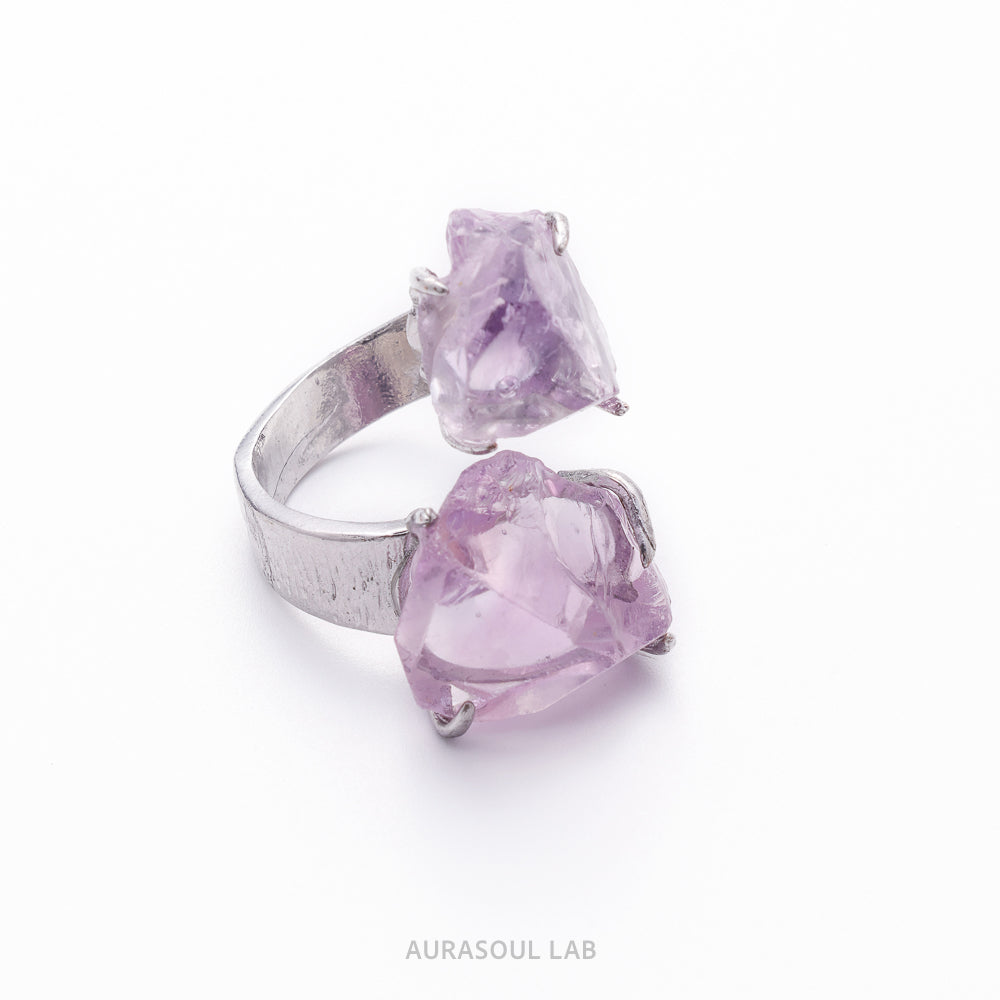 Dual Amethysts Ring | Echo Violet - for Healing & Calm
