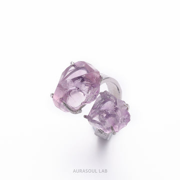 Dual Amethysts Ring | Echo Violet - for Healing & Calm