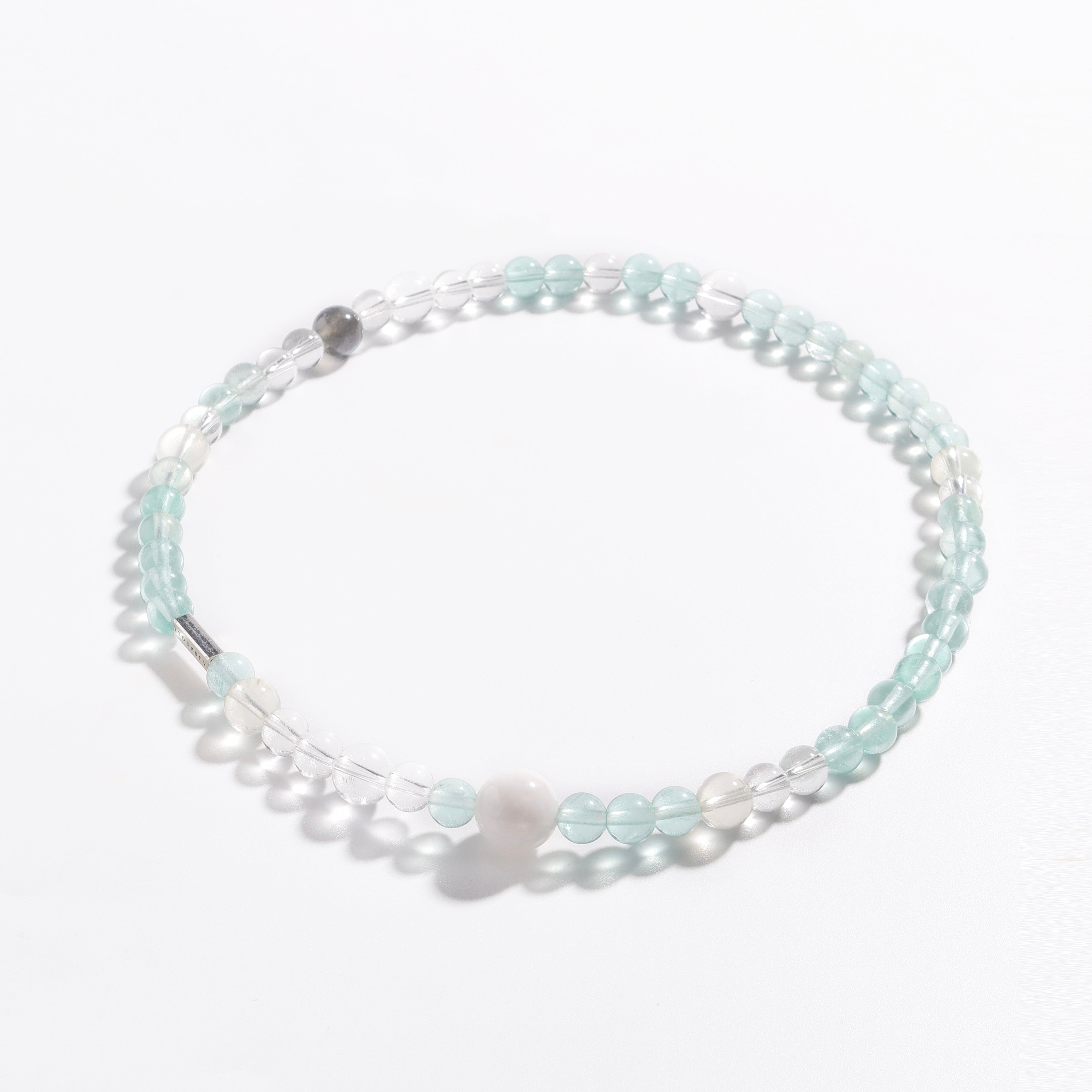 Pulsera de fluorita verde y cuarzo transparente | Bosque de fluorita - Colección Zen para la claridad y el despertar