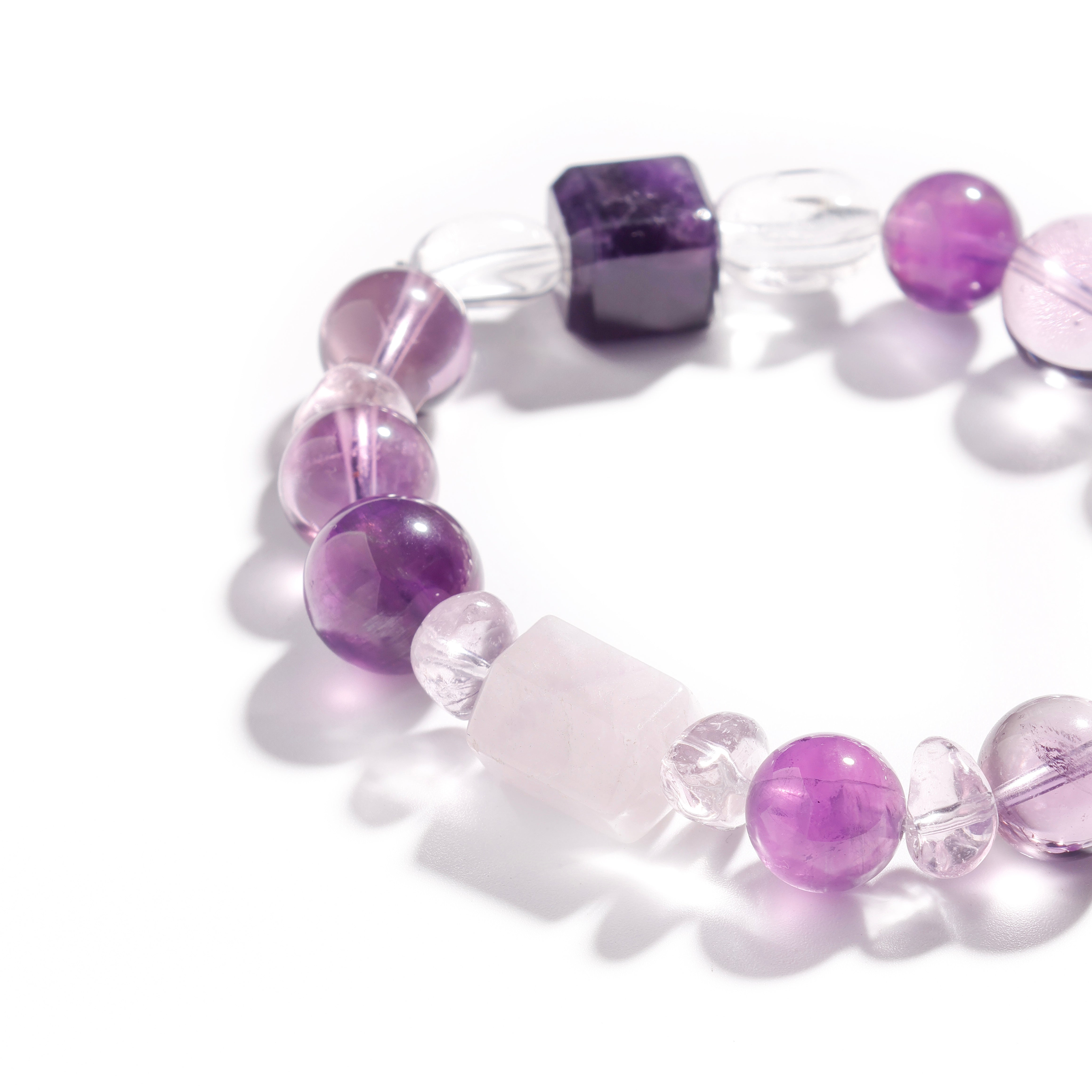Pulsera de amatista boliviana y cuarzo transparente | Santuario de la Amatista - Edición limitada para la sanación y la intuición