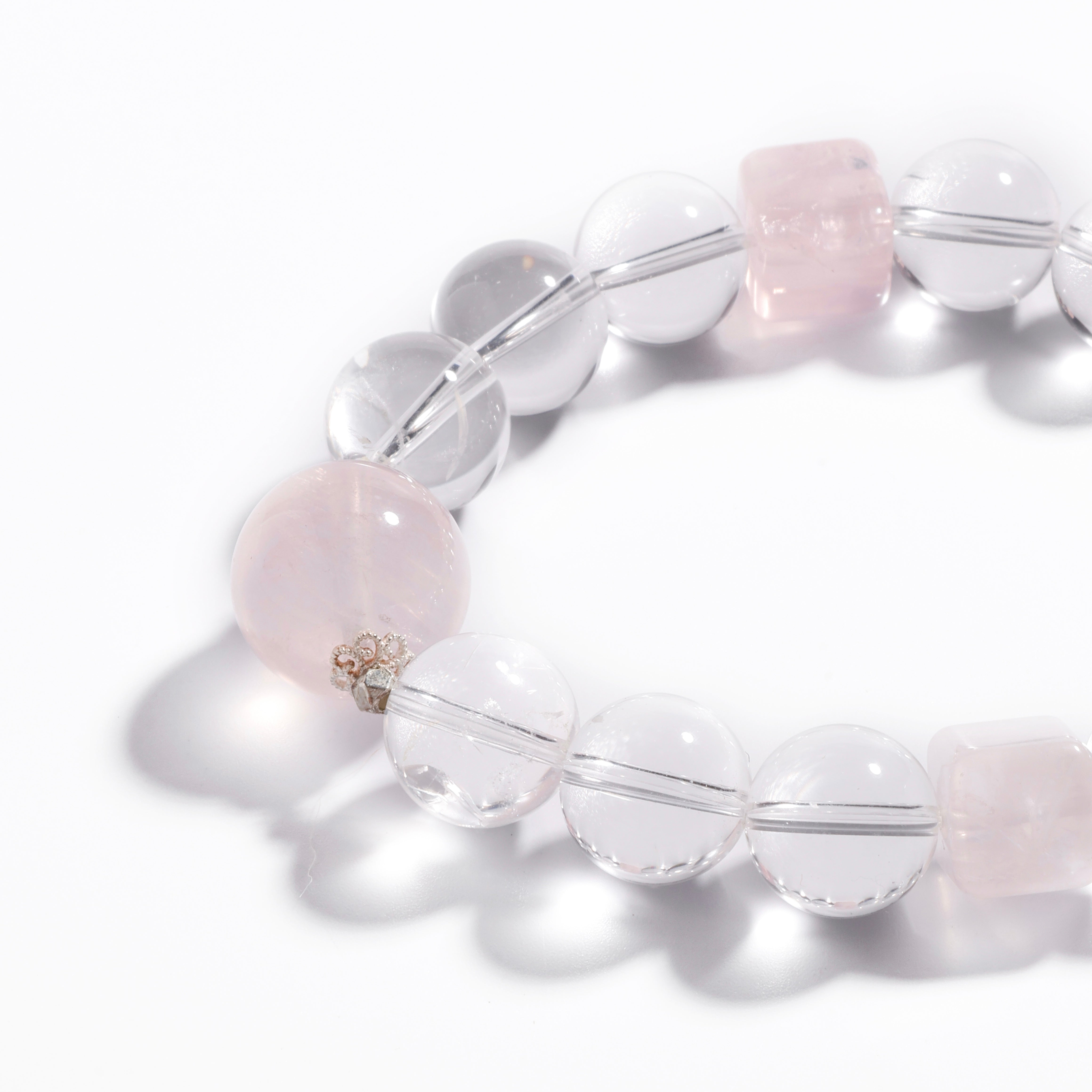 Rose Quartz & Clear Quartz Bracelet | Prism Heart - Designer Collection for Love & Awakening