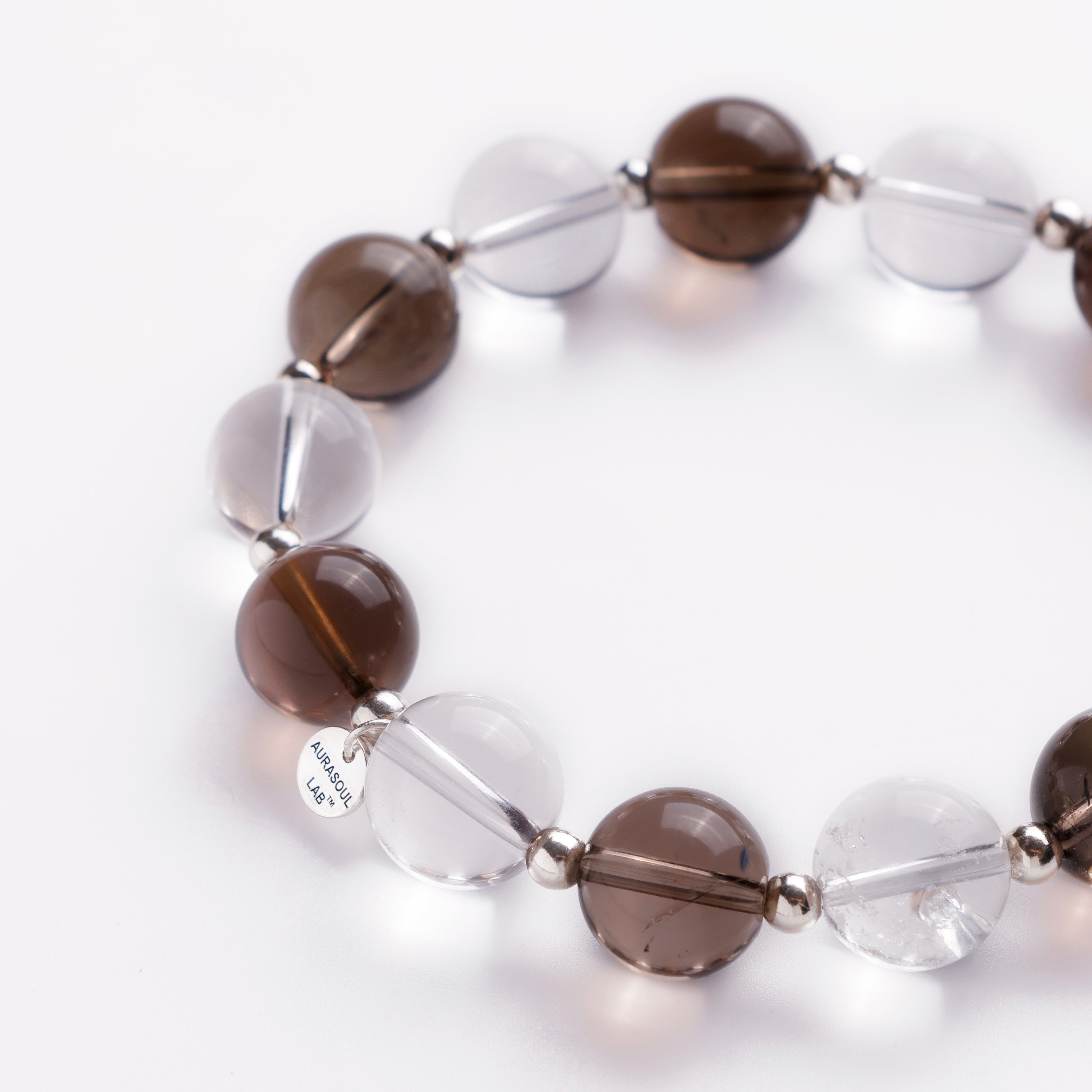 Smoky Quartz & Clear Quartz Bracelet | Smoky Monolith - Designer Collection for Protection & Cleansing