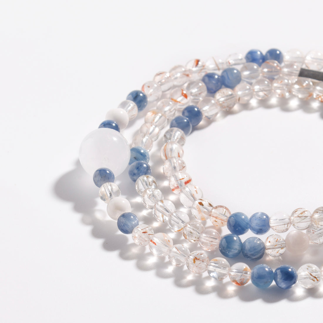 Golden Black Rutilated Quartz & White Phantom Quartz Bracelet | Midnight Veil - Manifestation & Confidence