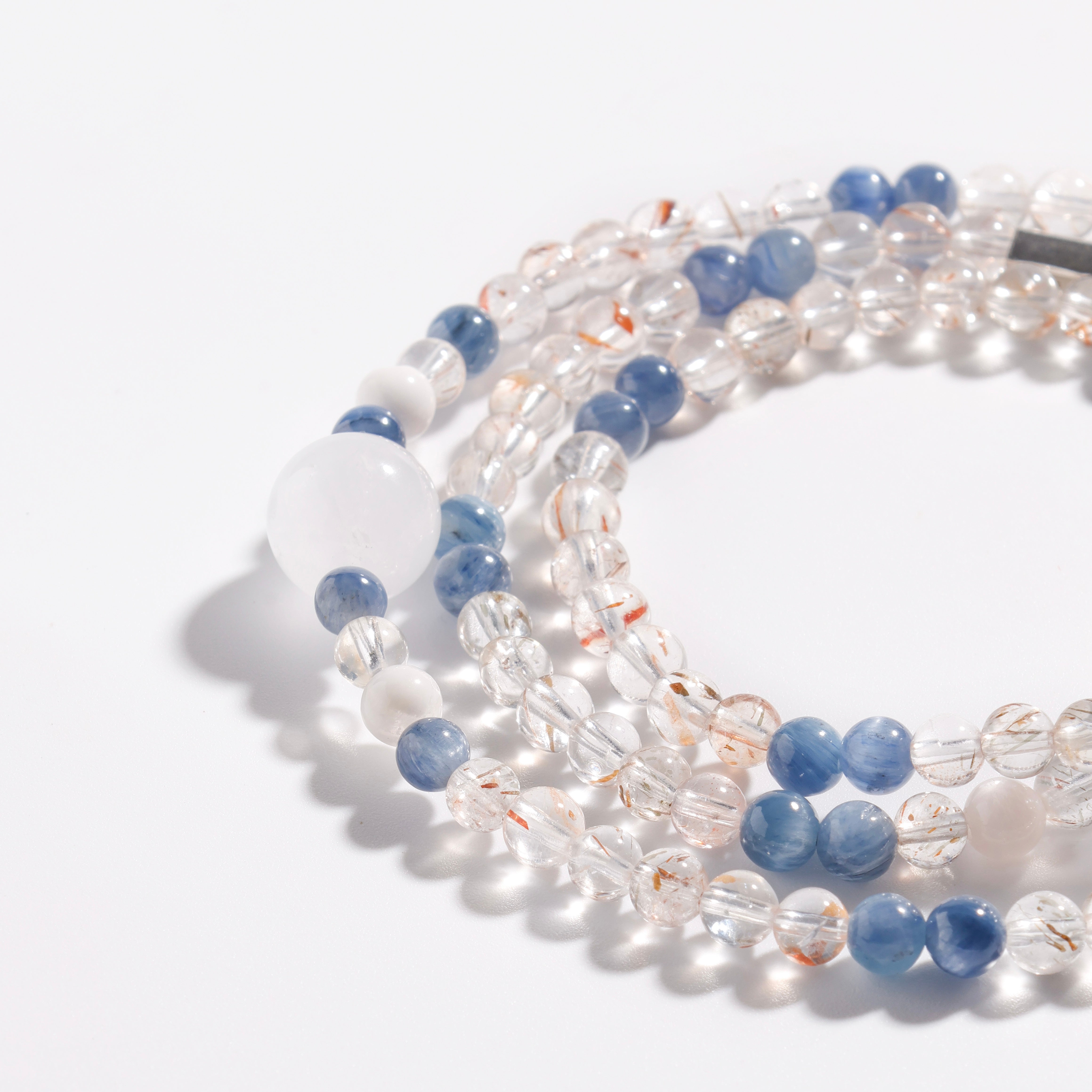 Golden Black Rutilated Quartz & White Phantom Quartz Bracelet | Midnight Veil - Manifestation & Confidence