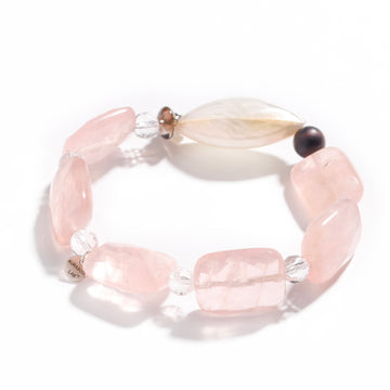 Rose Quartz & Shell Bracelet | Coastal Amulet - Designer Collection for Love & Peace