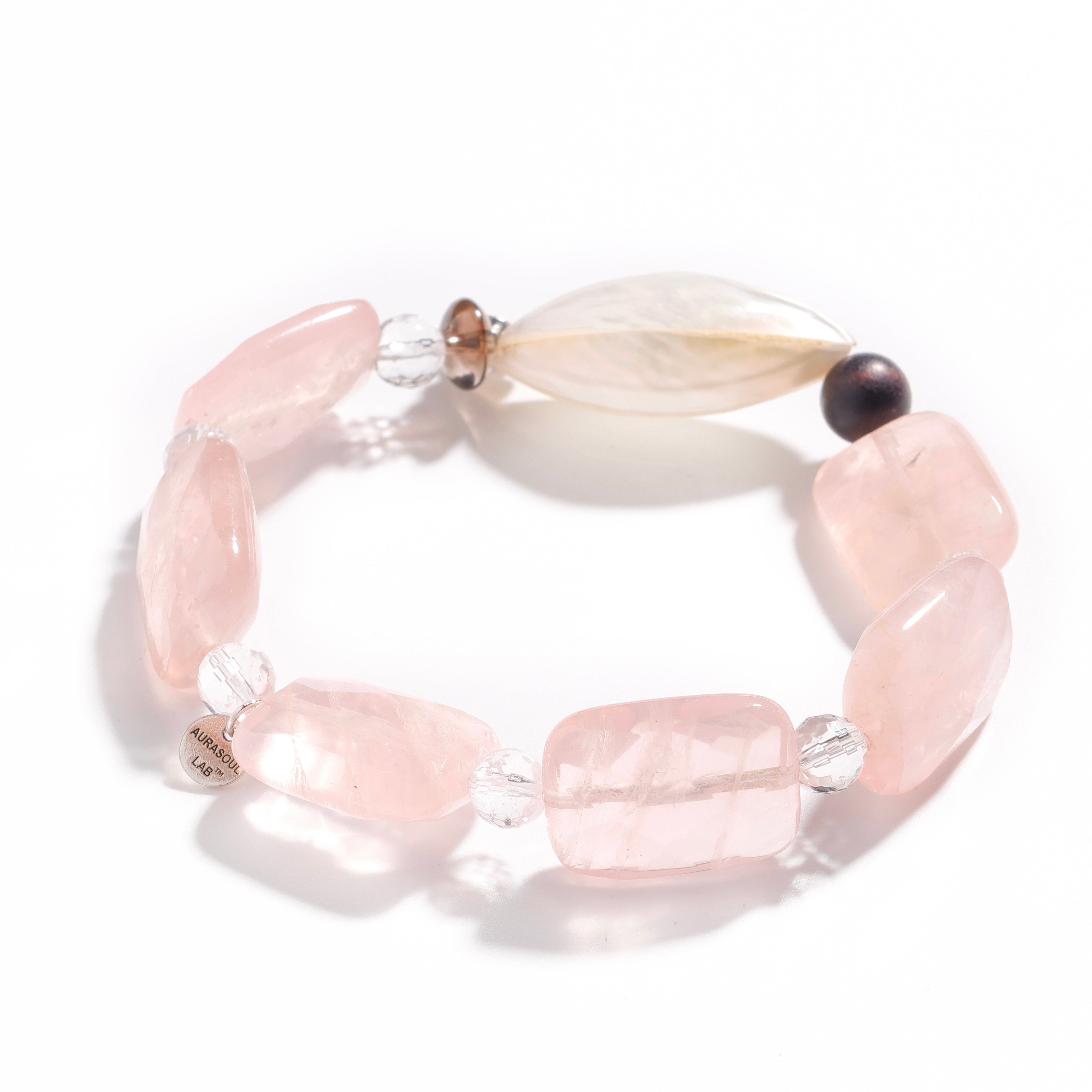 Rose Quartz & Shell Bracelet | Coastal Amulet - Designer Collection for Love & Peace