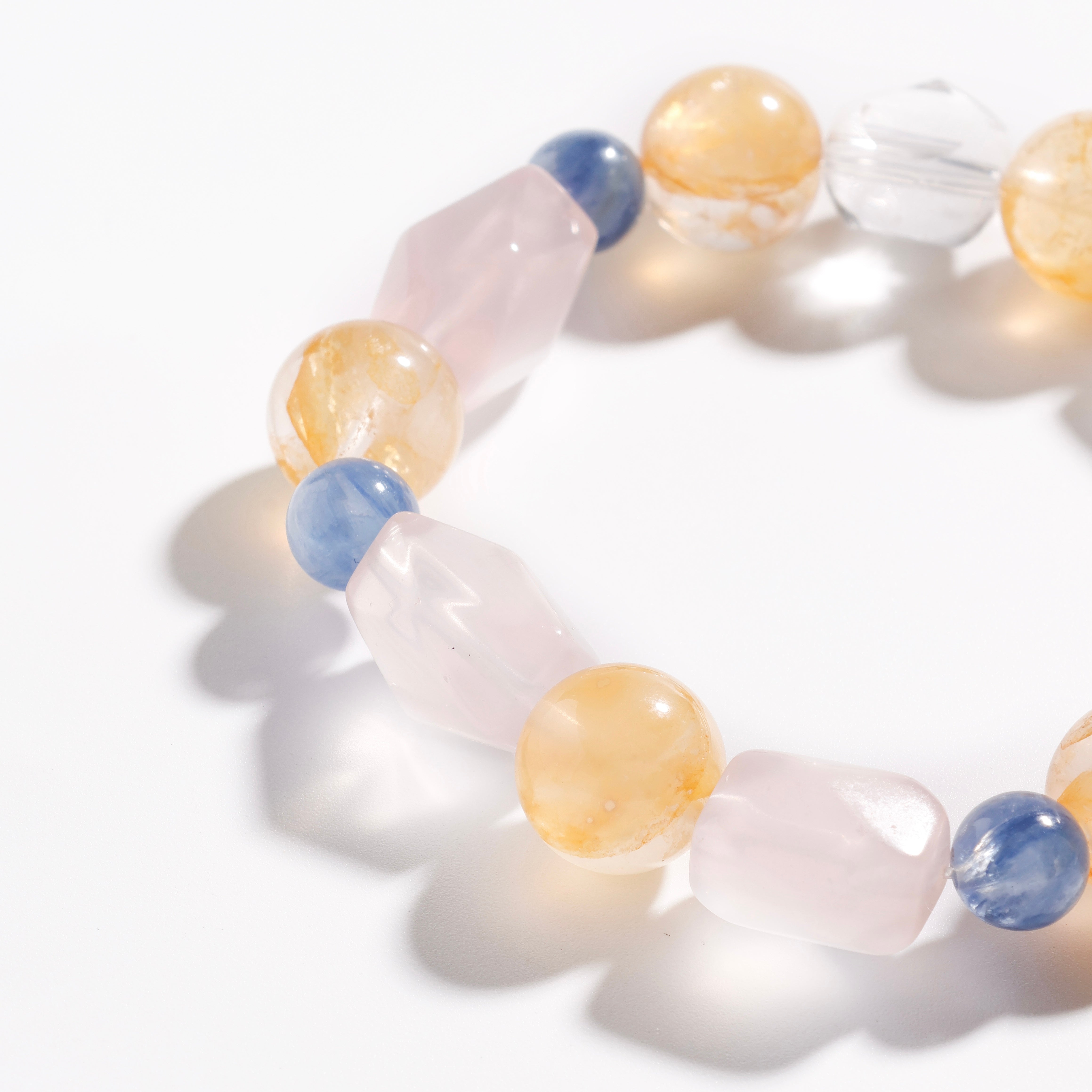 Rose Quartz & Yellow Hematoid Quartz Bracelet | Honey Blossom - Peace & Love