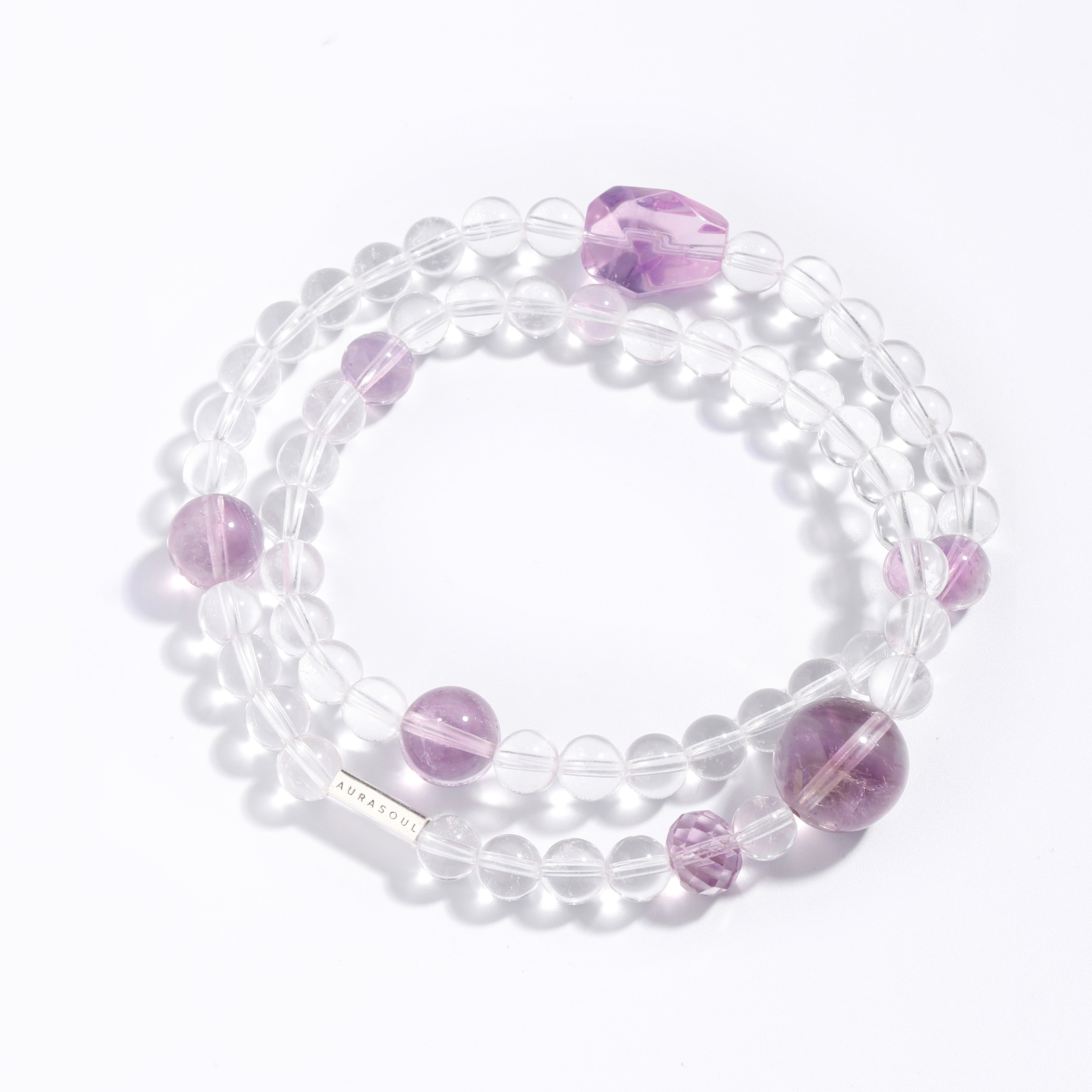 Amethyst & Clear Quartz Bracelet | Amethyst Brook - for Healing & Peace