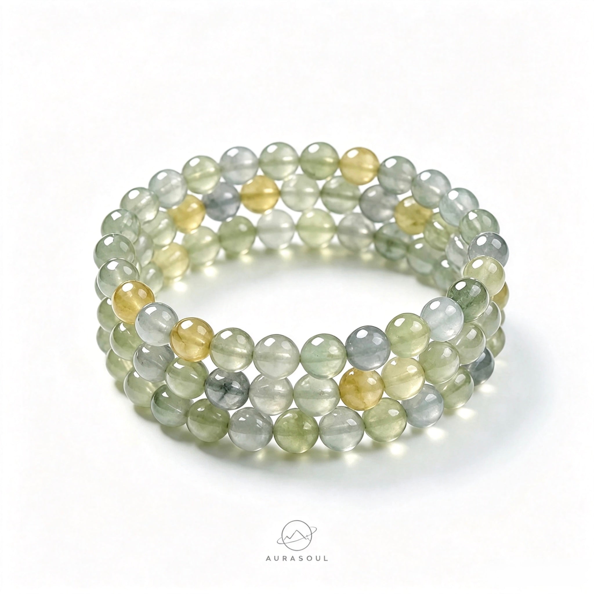 Prehnite Triple/Double/Single Wrap Bracelet - for Healing & Intuition)