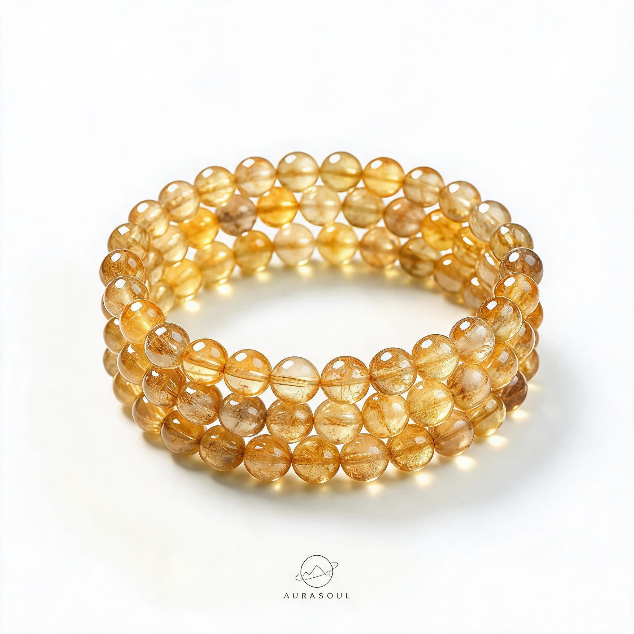 Pyramid Citrine Triple/Double/Single Wrap Bracelet - for Manifestation)