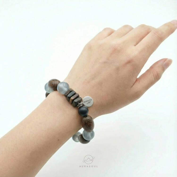 Moonstone & Oud Wood Bracelet | Moonlit Oud - Zen Collection for Healing & Peace
