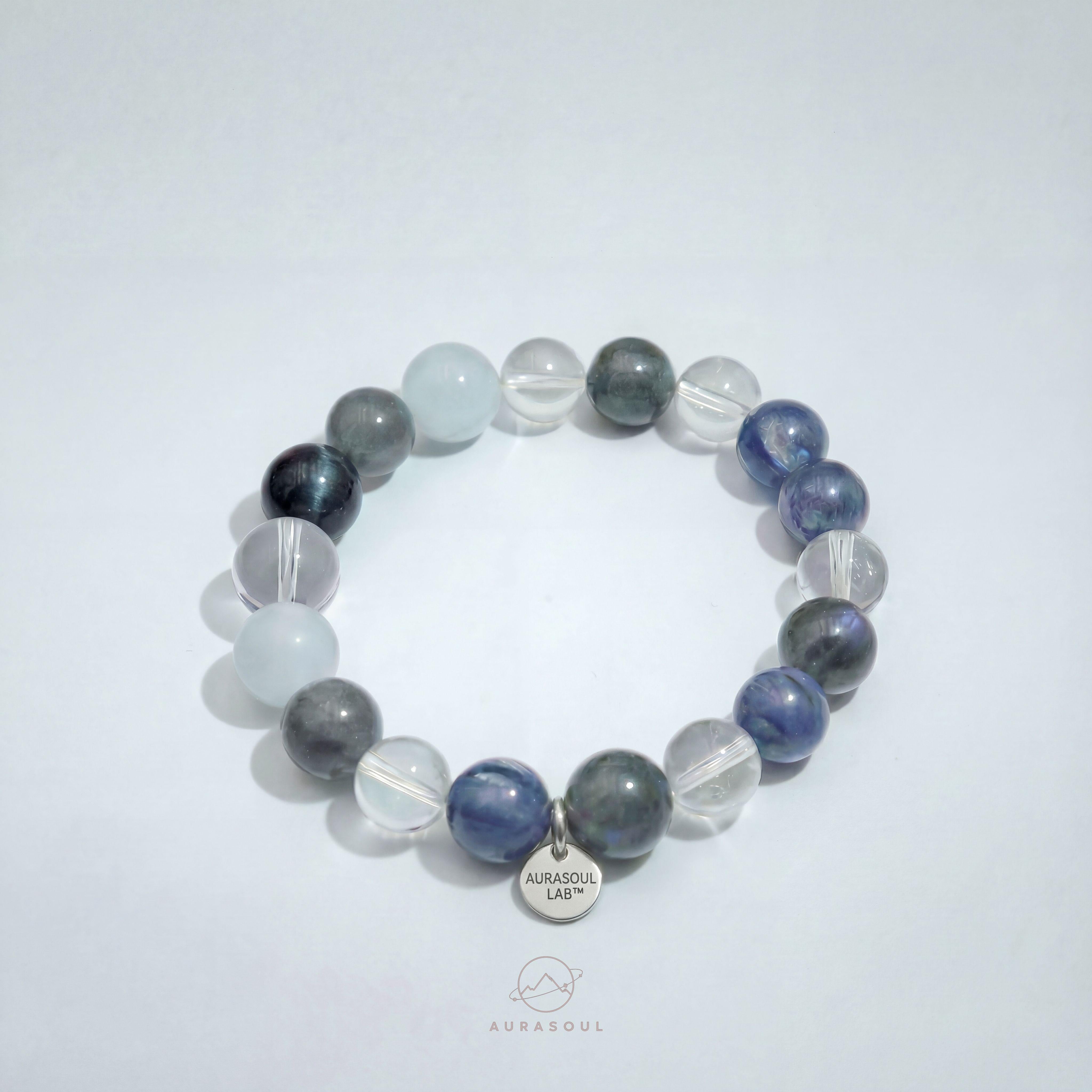 Aquamarine & Moonstone Bracelet | Aqua Flow Muse - for Healing & Creativity