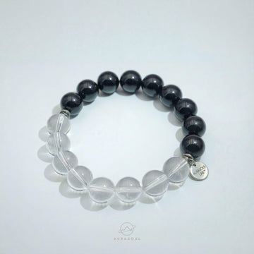 Clear Quartz & Obsidian Bracelet | Perfect Balance - Yin & Yang Collection for Balance & Protection