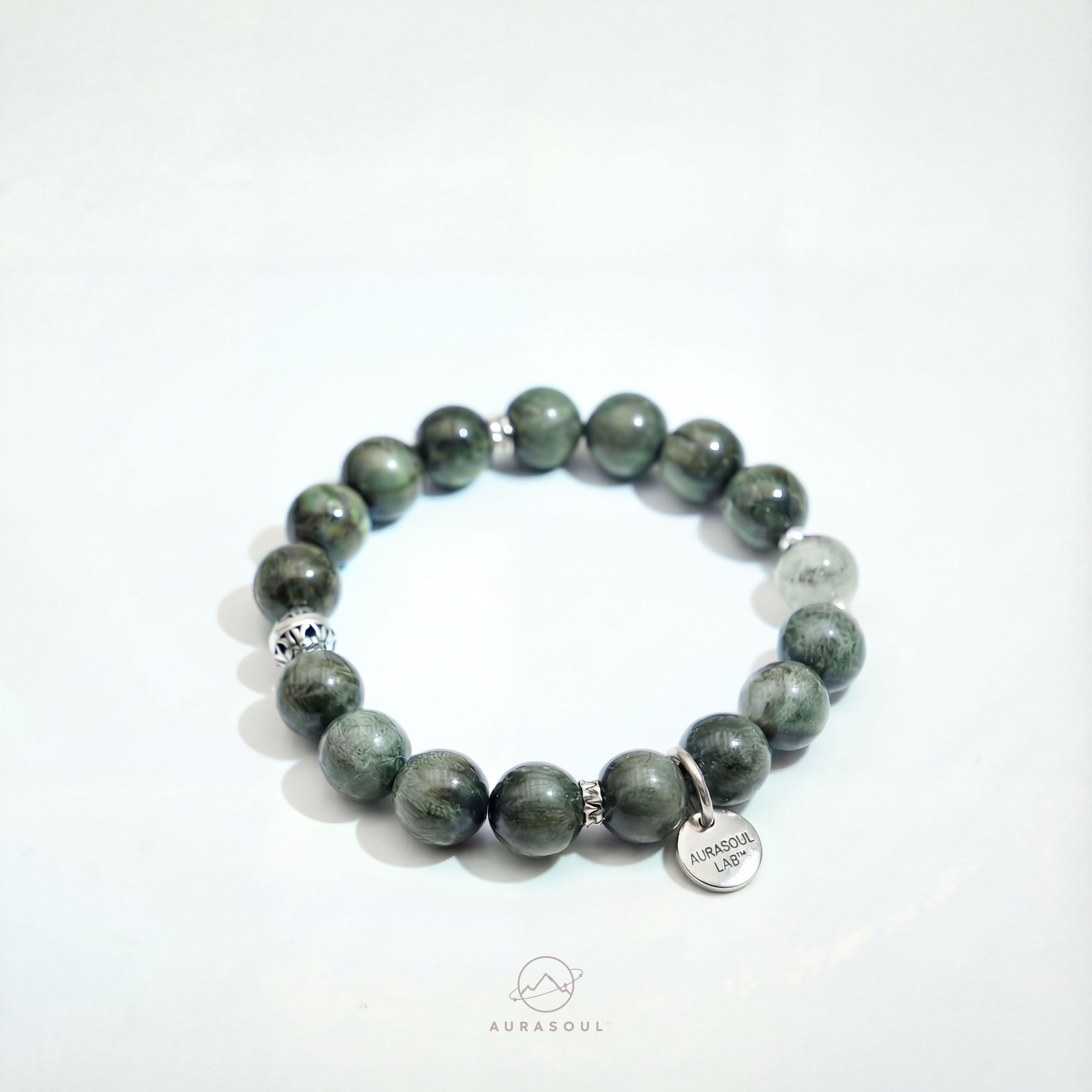 Actinolite Quartz & Green Phantom Quartz Bracelet | Intuitive Canopy- Designer Collection for Intuition & Peace