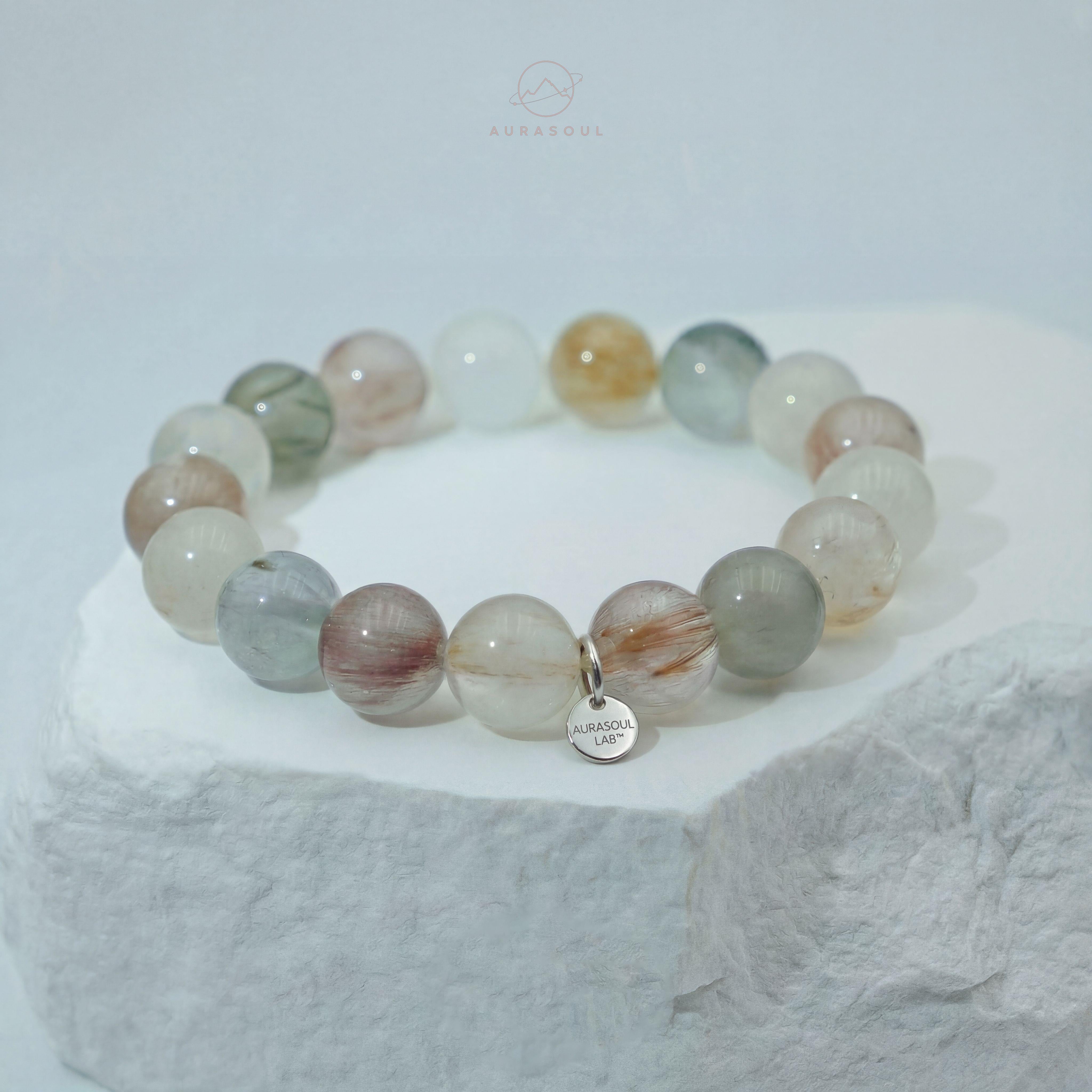 Rainbow Rutilated Quartz Bracelet | Spectrum of Light - for Cleansing & Clarity - One of a Kind