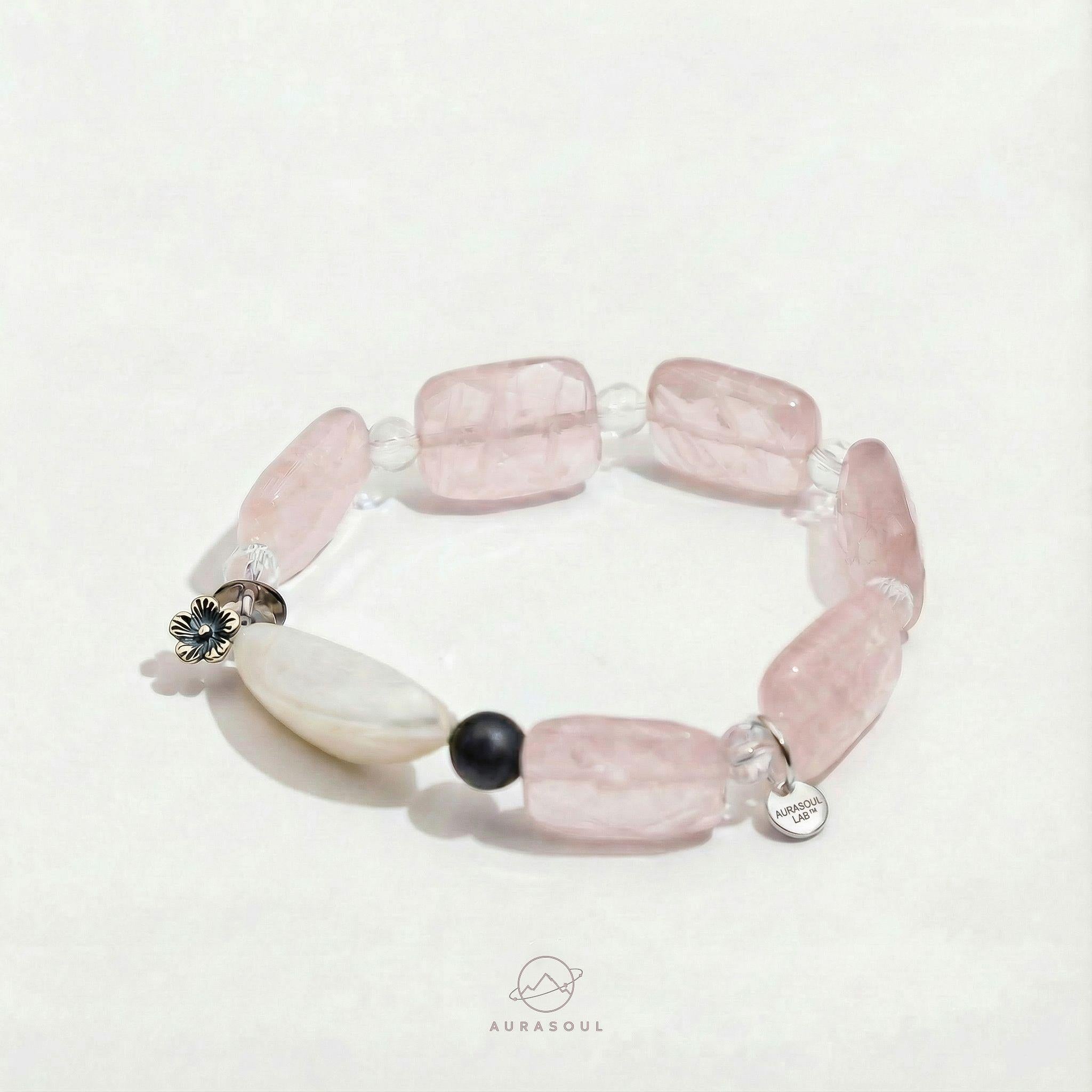 Rose Quartz & Shell Bracelet | Coastal Amulet - Designer Collection for Love & Peace