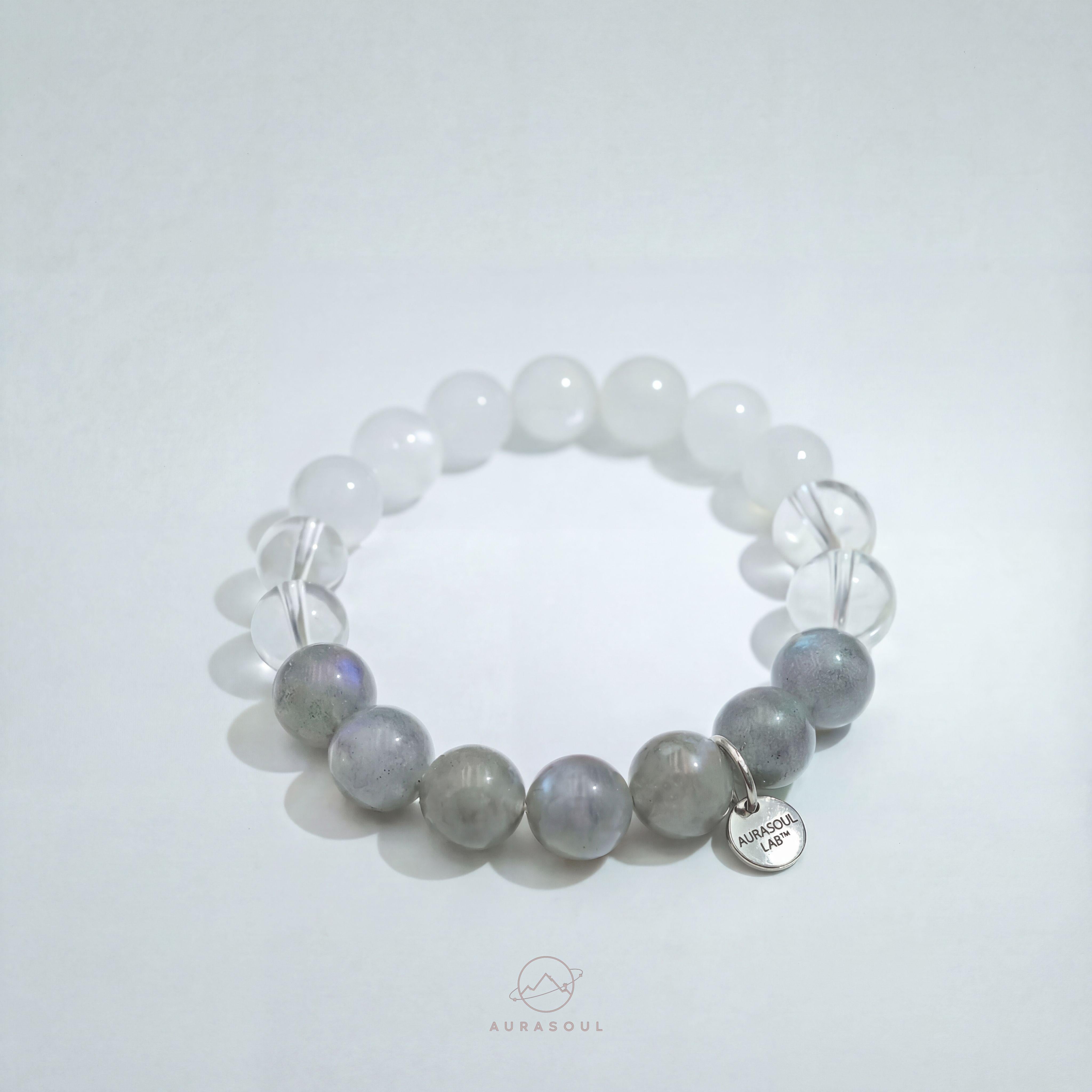 Blue Moonstone & Gray Moonstone Bracelet | Lunar Tide - for Healing & Calm