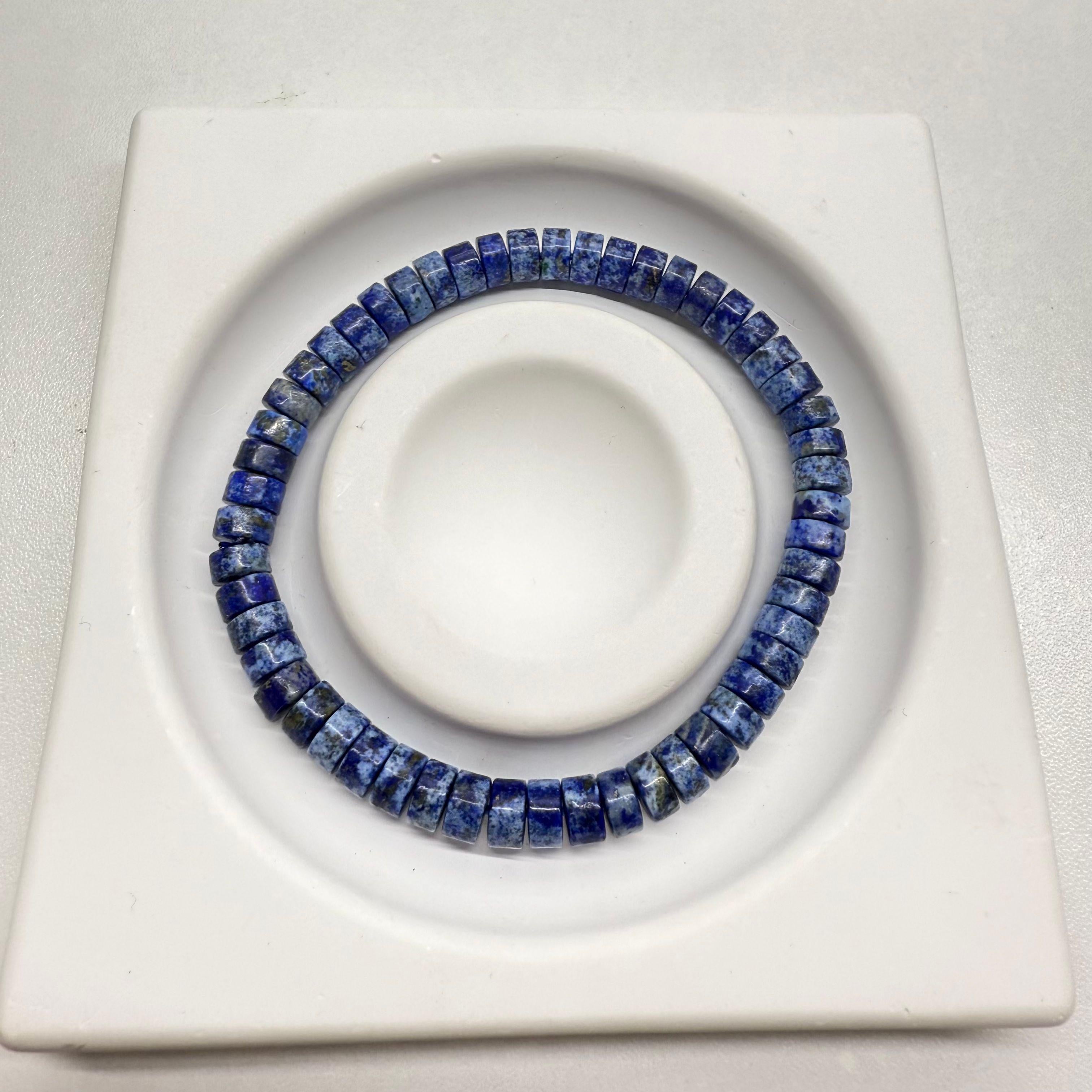 Lapis Lazuli Tablet Beads Single Wrap Bracelet - for Intuition & Focus
