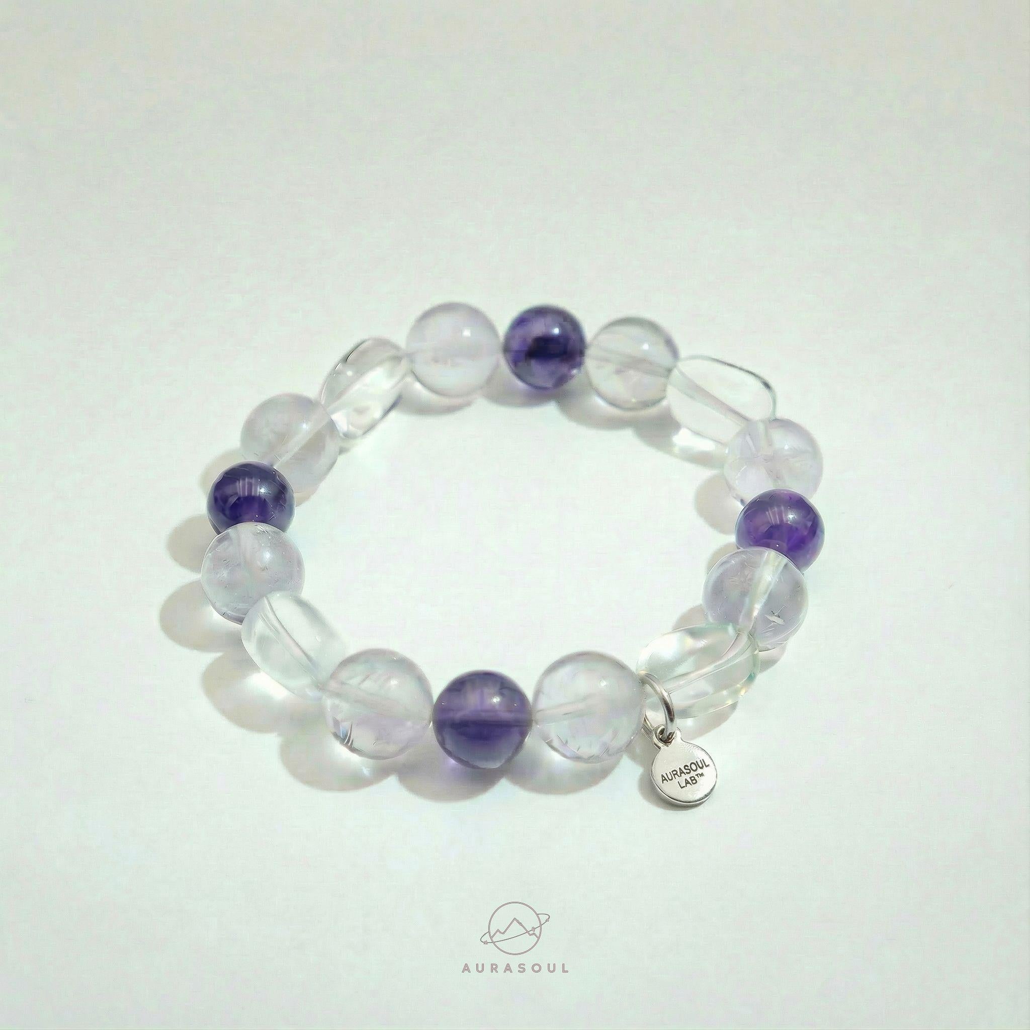 Amethyst & Clear Quartz Bracelet | Lilac Mist - for Healing & Peace